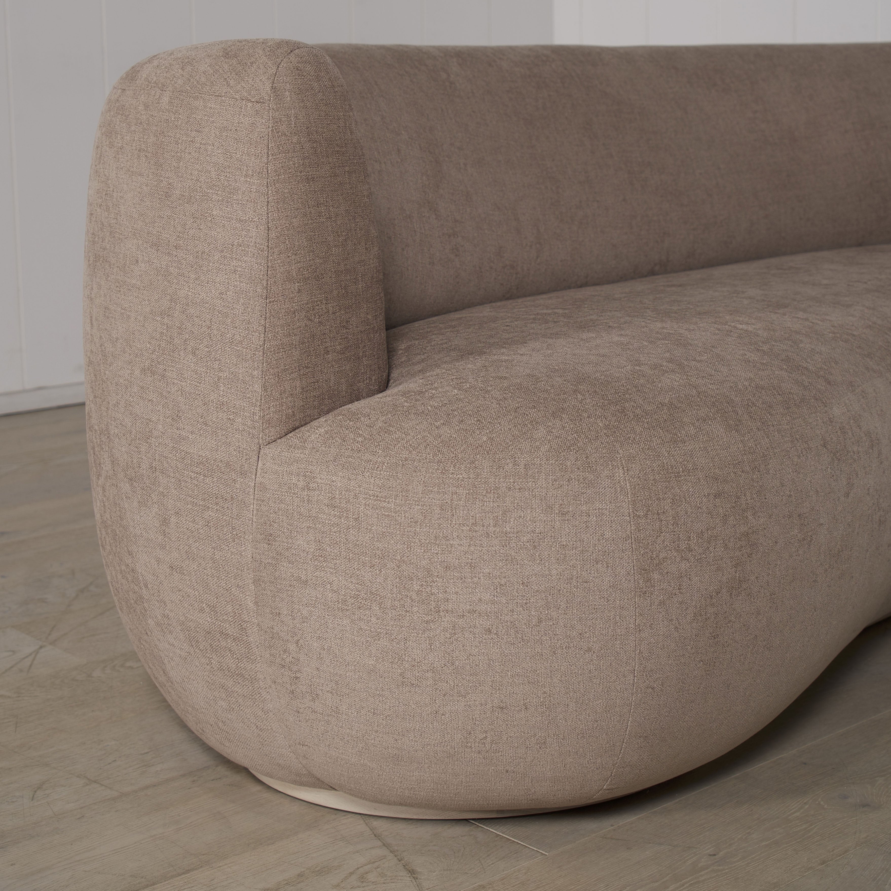 As Shown: Upholstered in Sawyer Wheat, oak base finished in Mint White Natural.