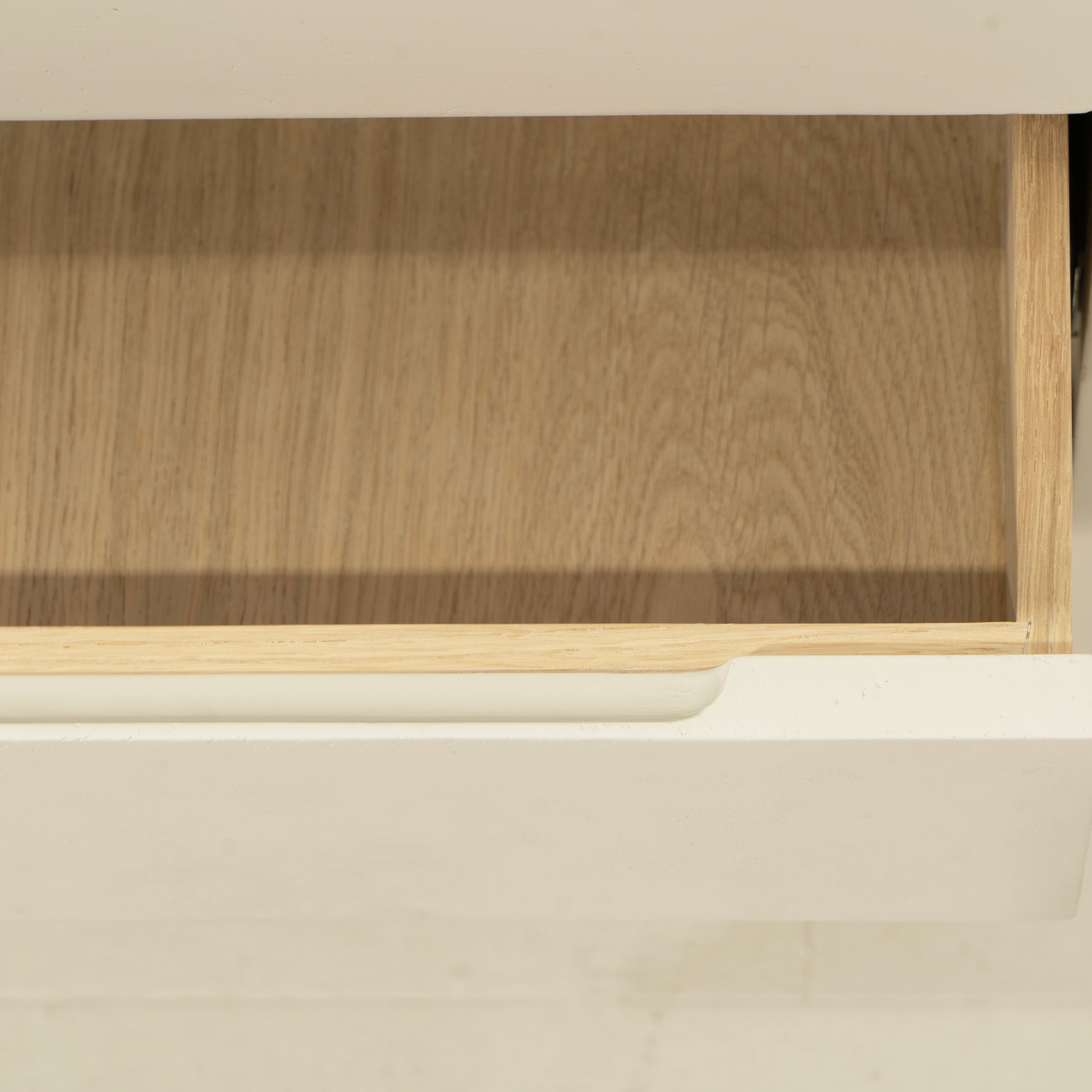 As Shown: 86"W x 31"D x 30"H | Material: Solid Oak & Limestone | Finish: Table Top: Sand, Base: Limestone painted EdgeComb Grey