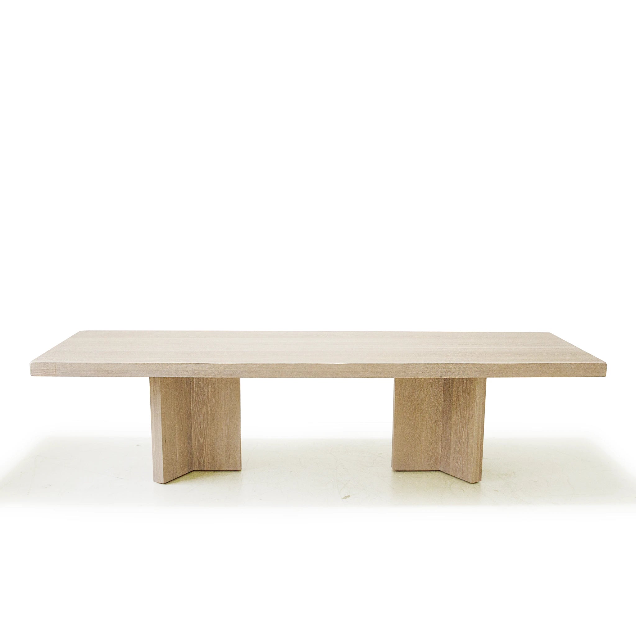 As Shown: 120"W x 42"D x 30"H | Material: Solid Oak | Finish: Natural
