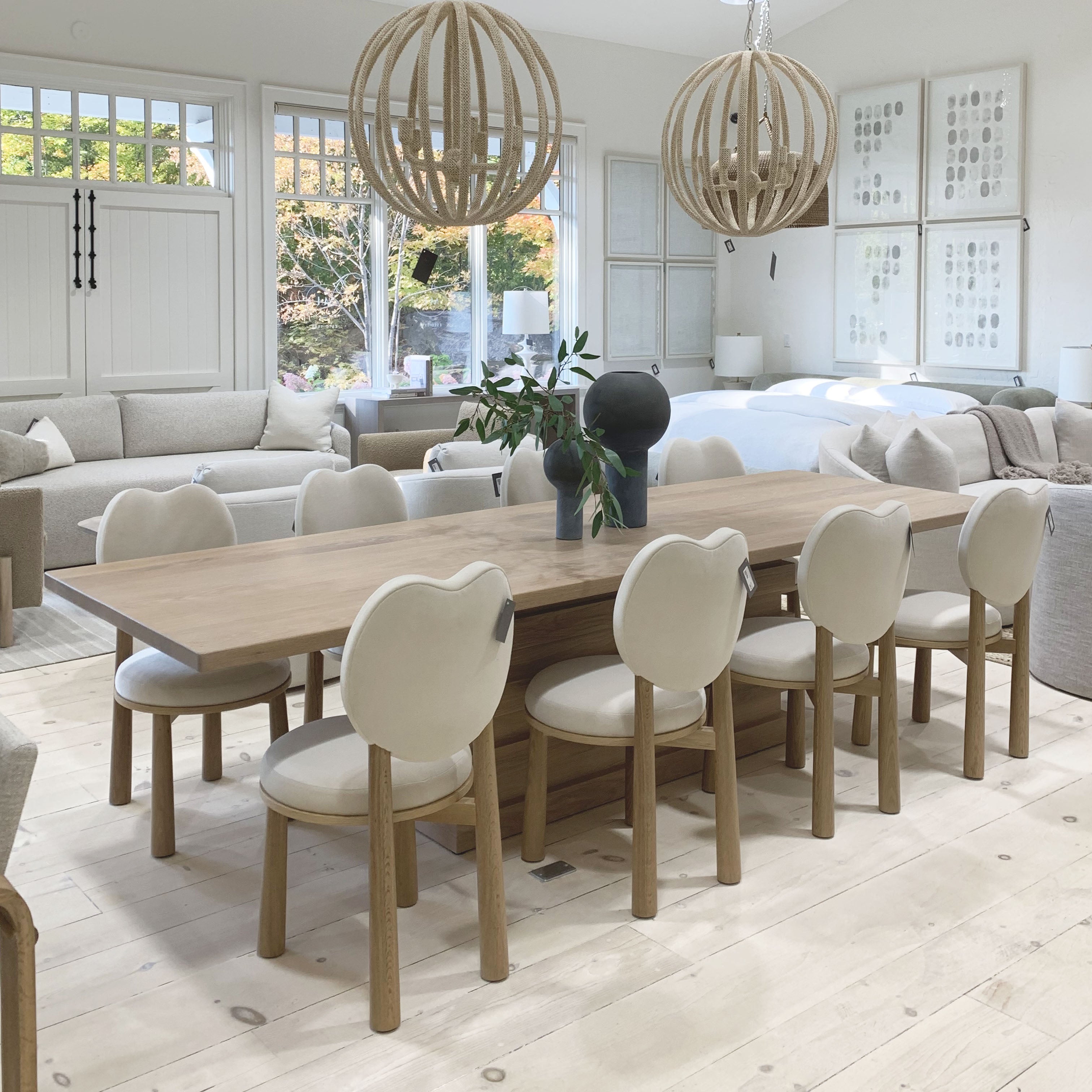 As Shown: in Sky Taupe. Oak finished in Mint White Super White.