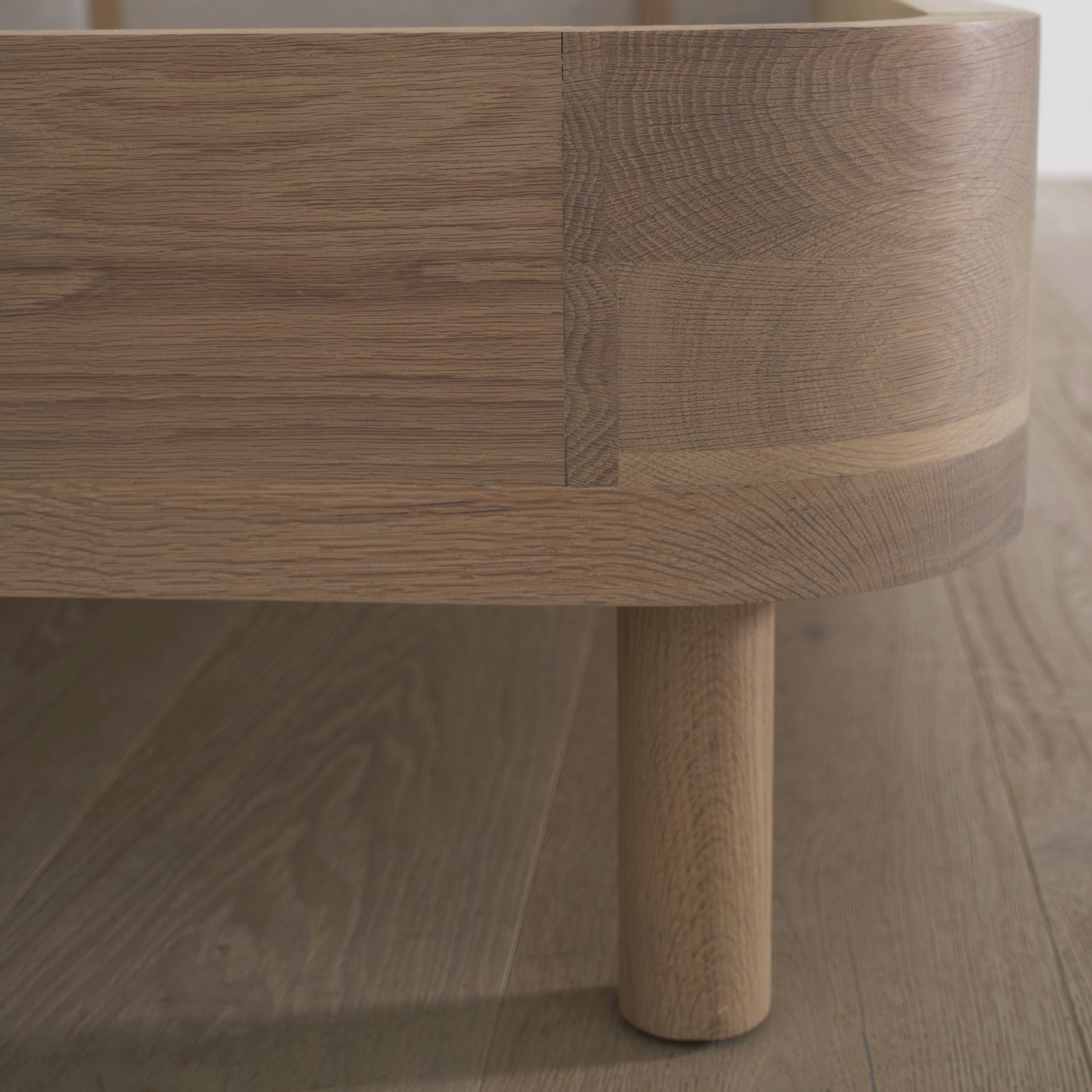 As Shown: in COM fabric, oak in custom finish