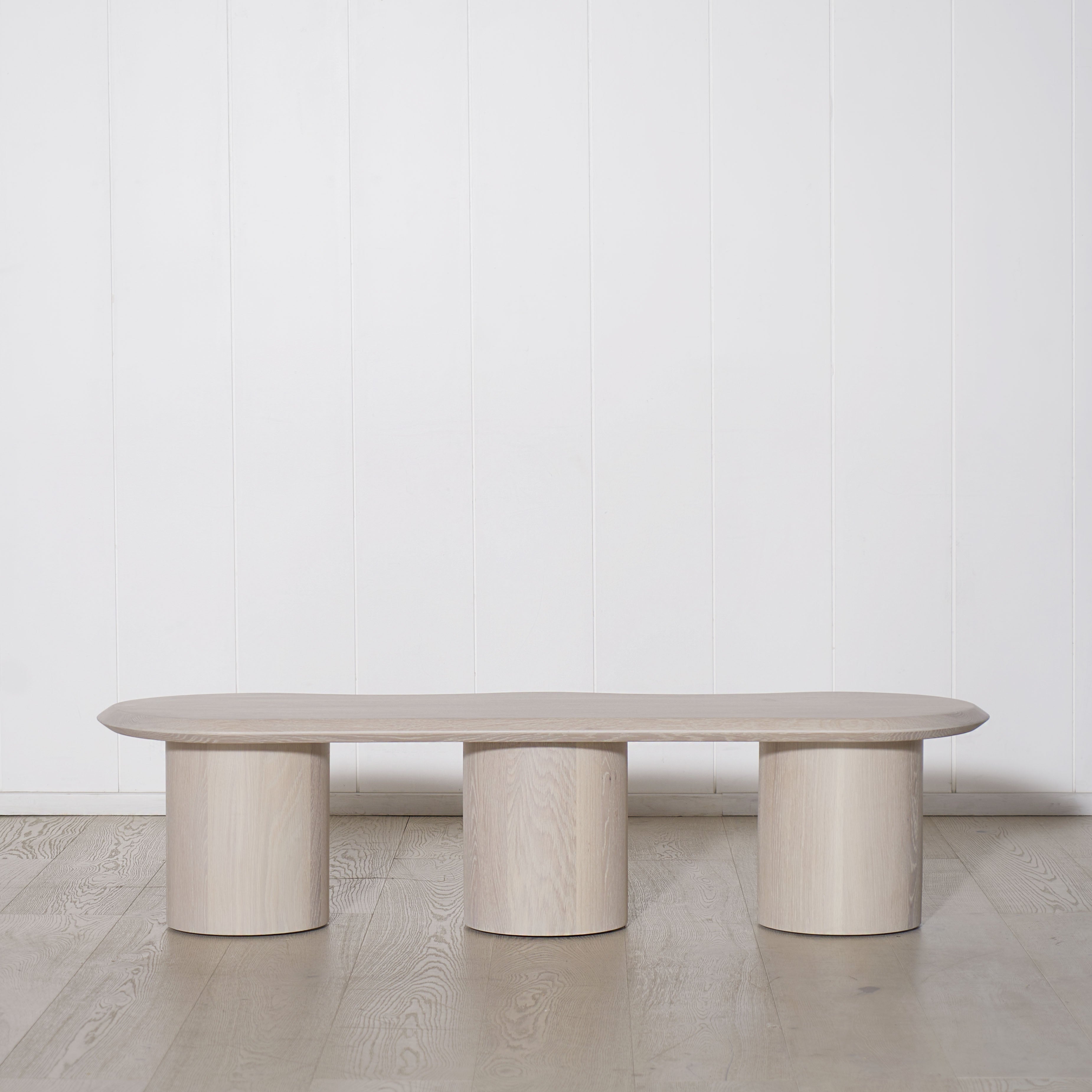 As Shown: 78"W x 22"D x 16"H | Material: Solid White Oak | Finish: Shell