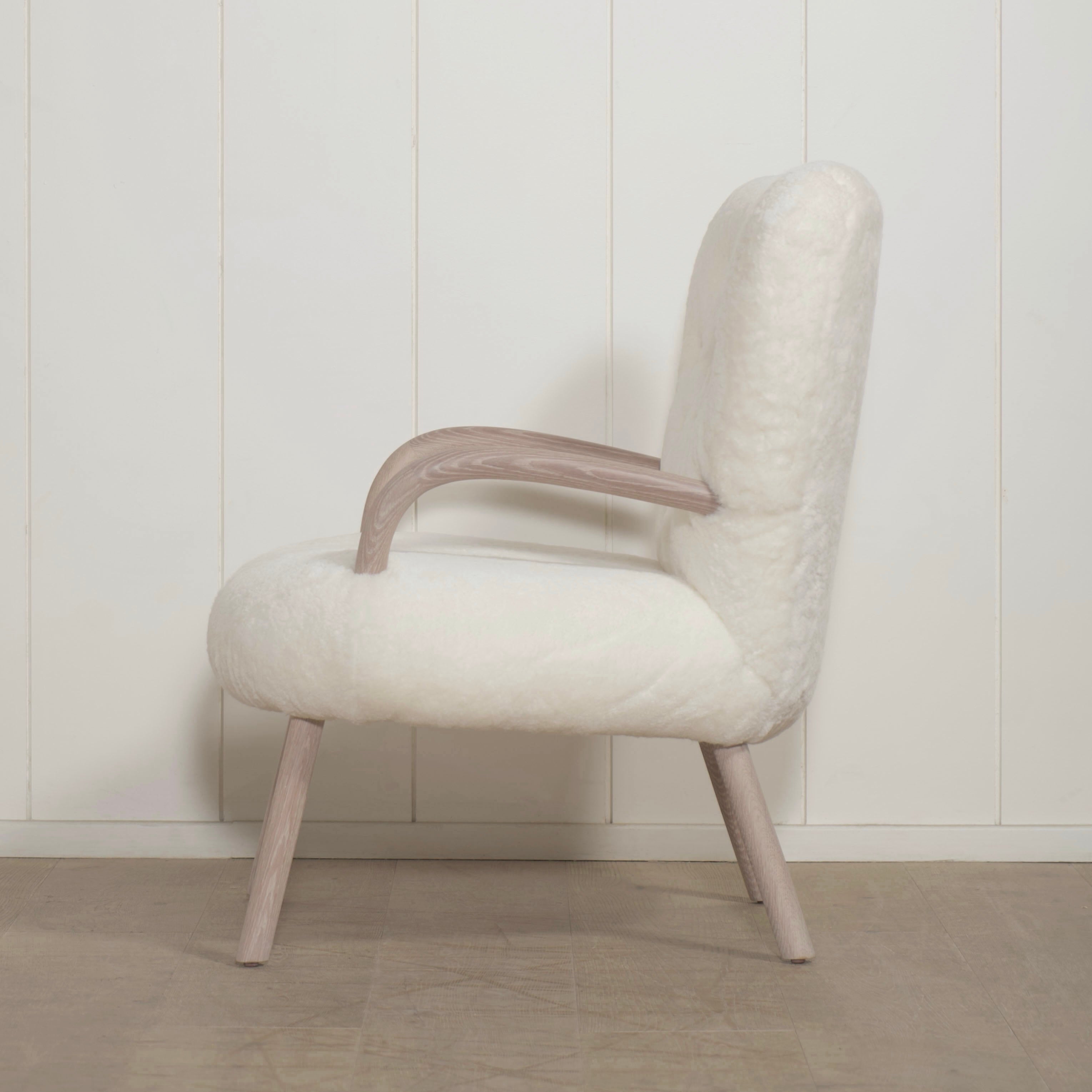 As Shown: in Ivory Shearling, oak finished in Mint White Super White