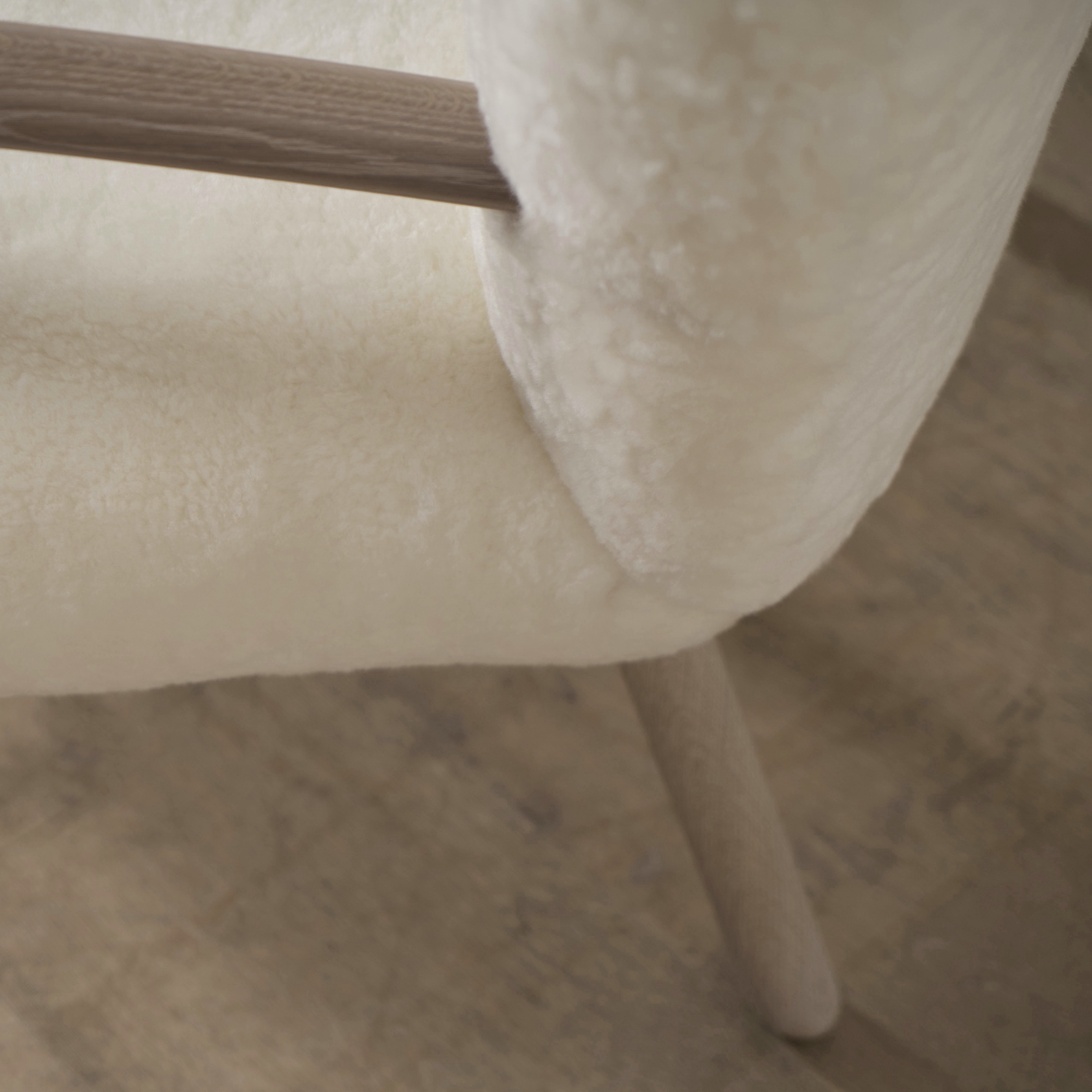 As Shown: in Ivory Shearling, oak finished in Mint White Super White