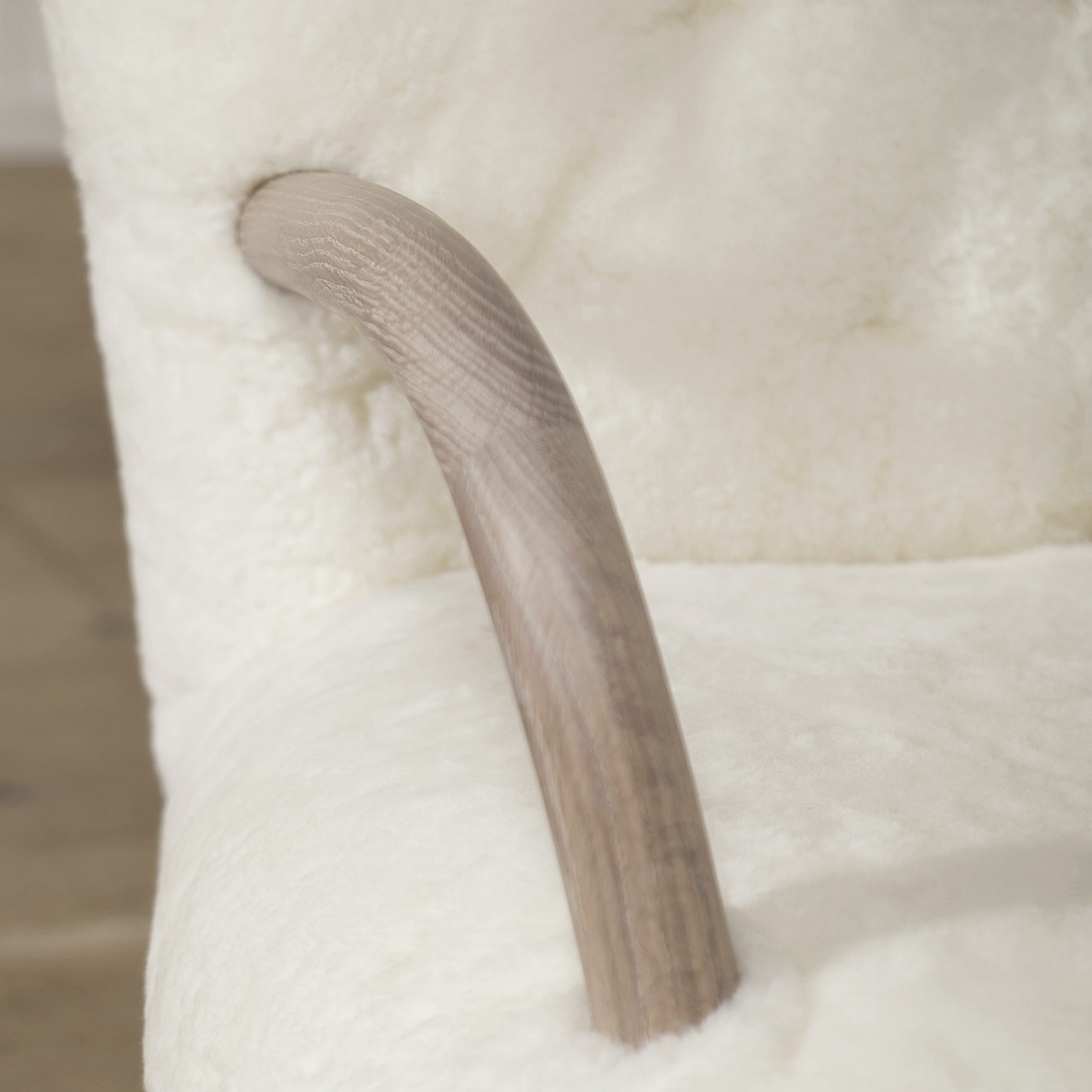 As Shown: in Ivory Shearling, oak finished in Mint White Super White