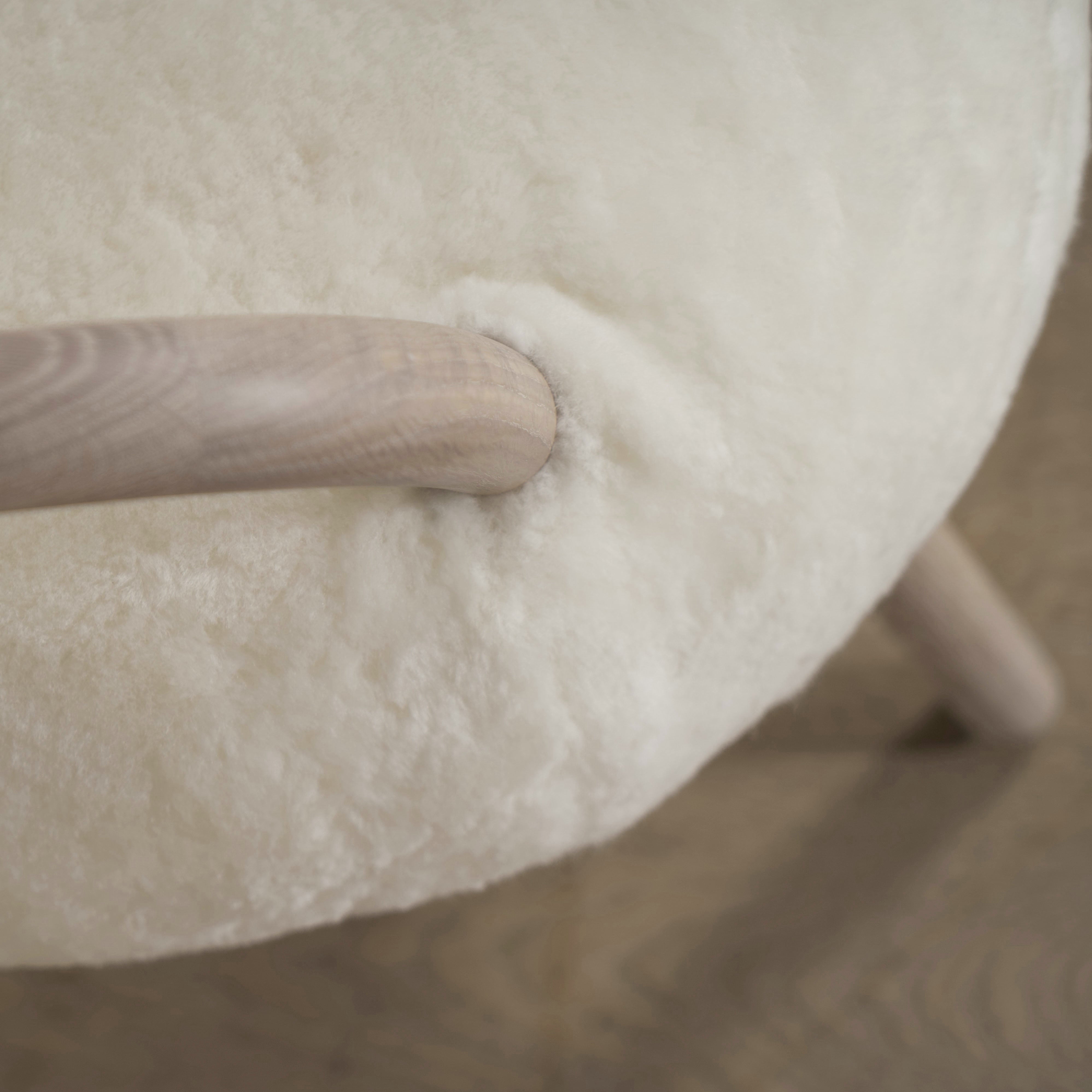 As Shown: in Ivory Shearling, oak finished in Mint White Super White