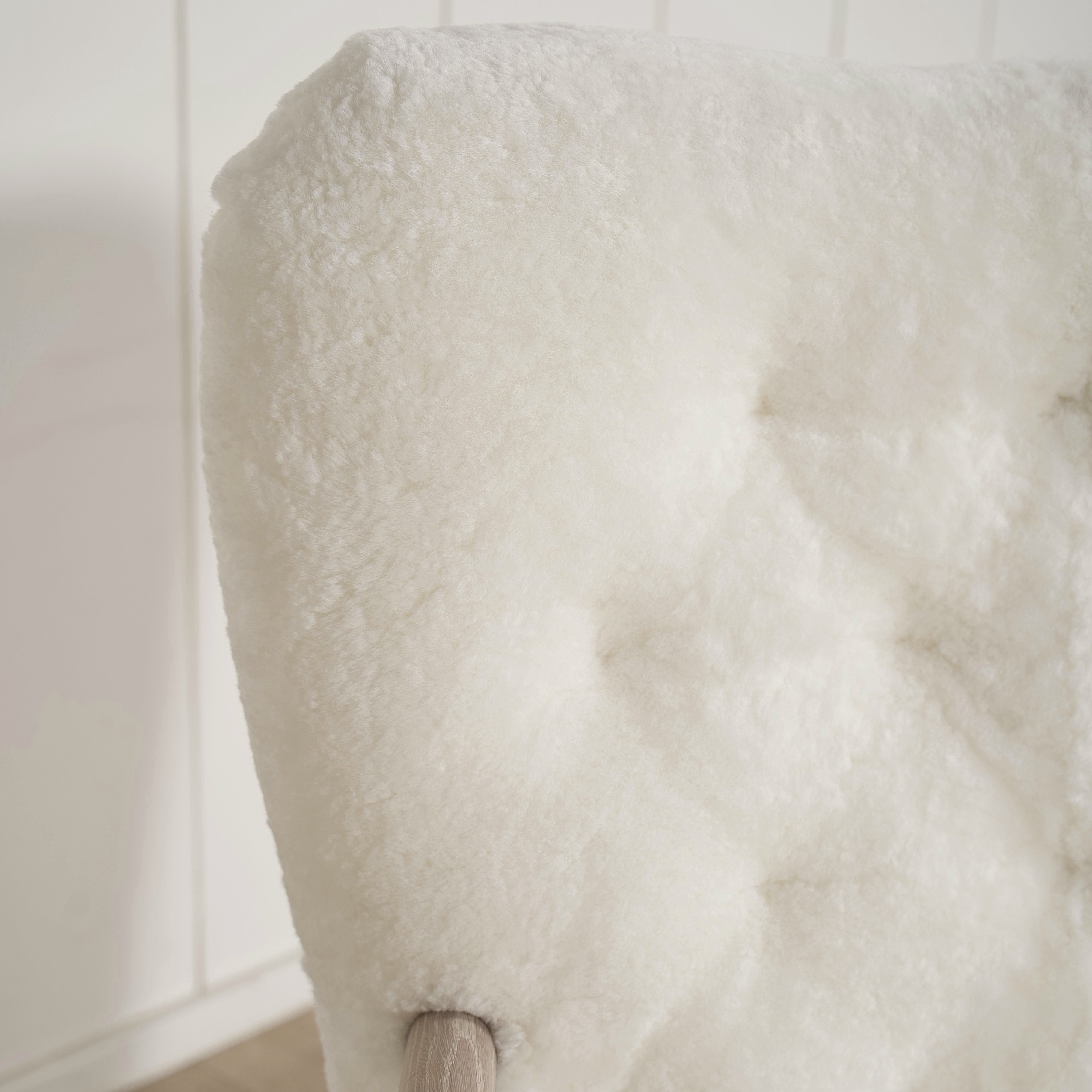 As Shown: in Ivory Shearling, oak finished in Mint White Super White