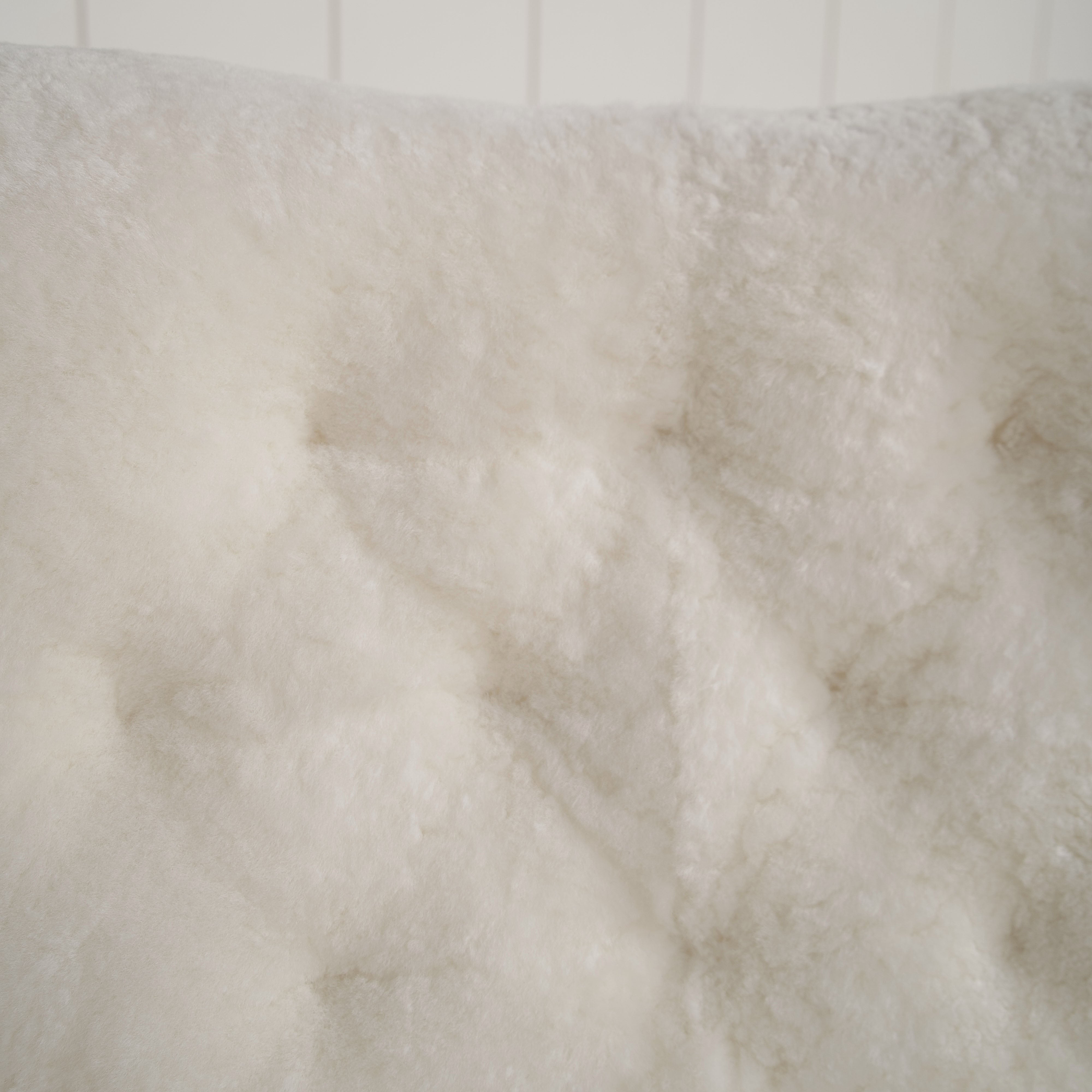 As Shown: in Ivory Shearling, oak finished in Mint White Super White