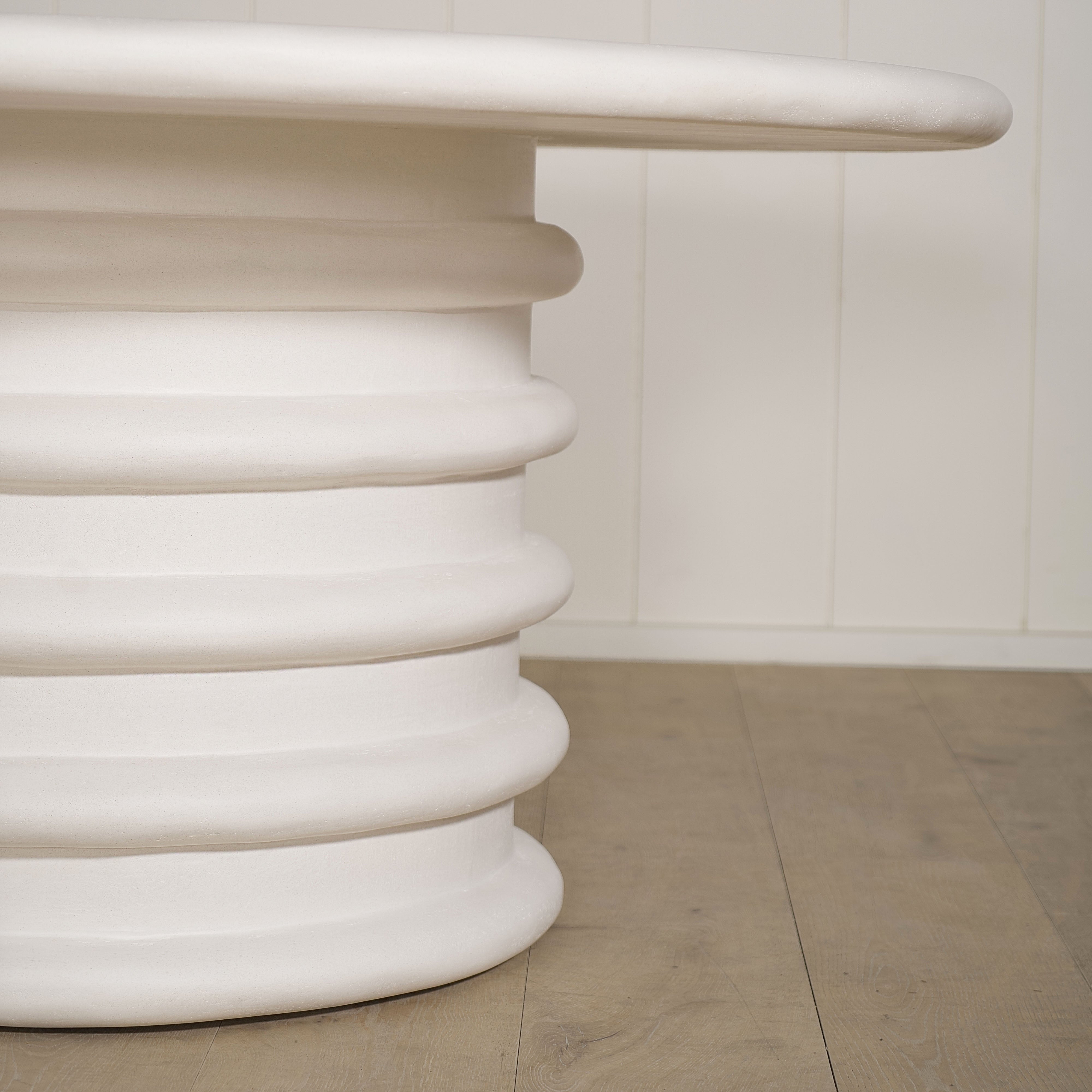 Dimensions: 64"Diam x 30"H | Material: Plaster Limestone | Finish: White