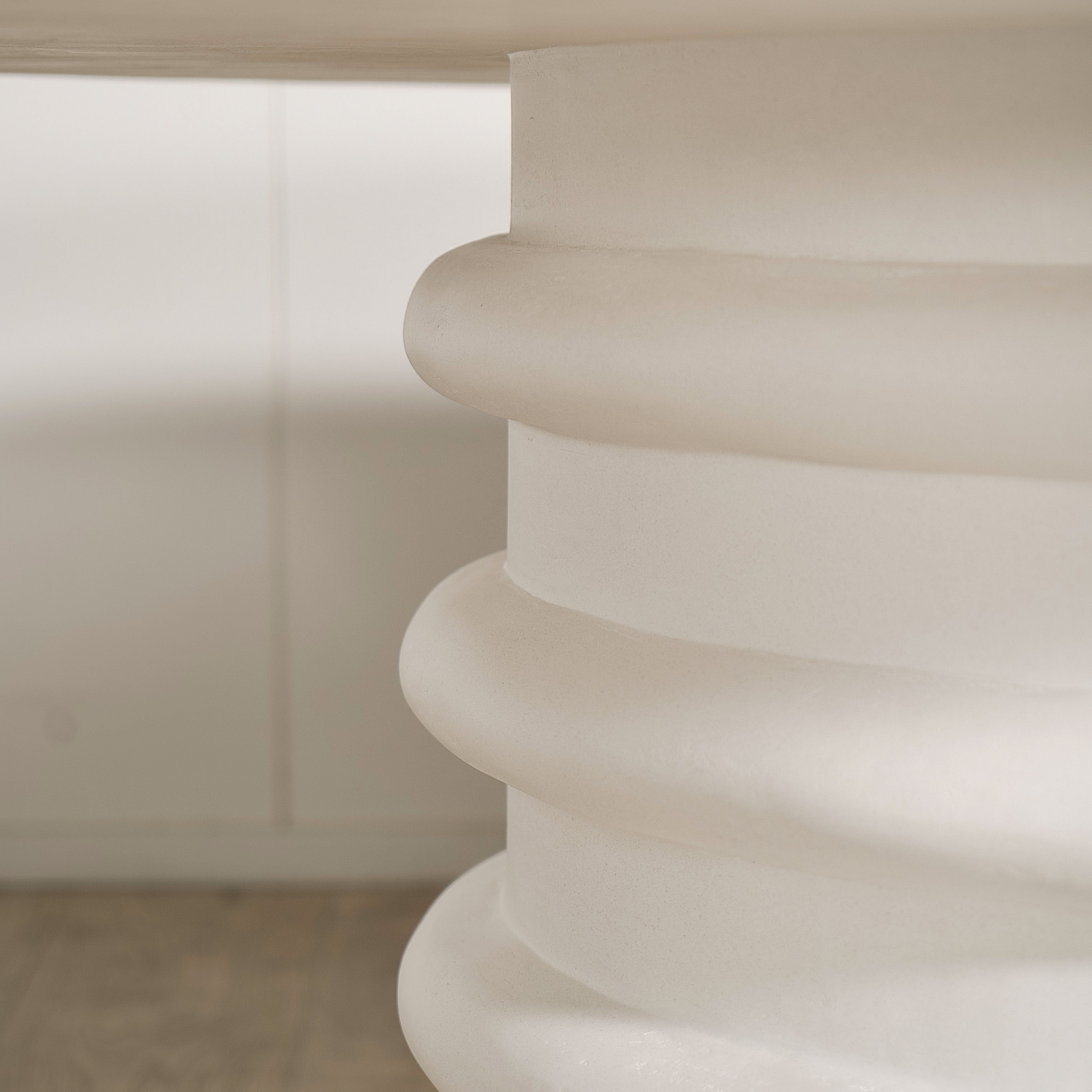 Dimensions: 64"Diam x 30"H | Material: Plaster Limestone | Finish: White