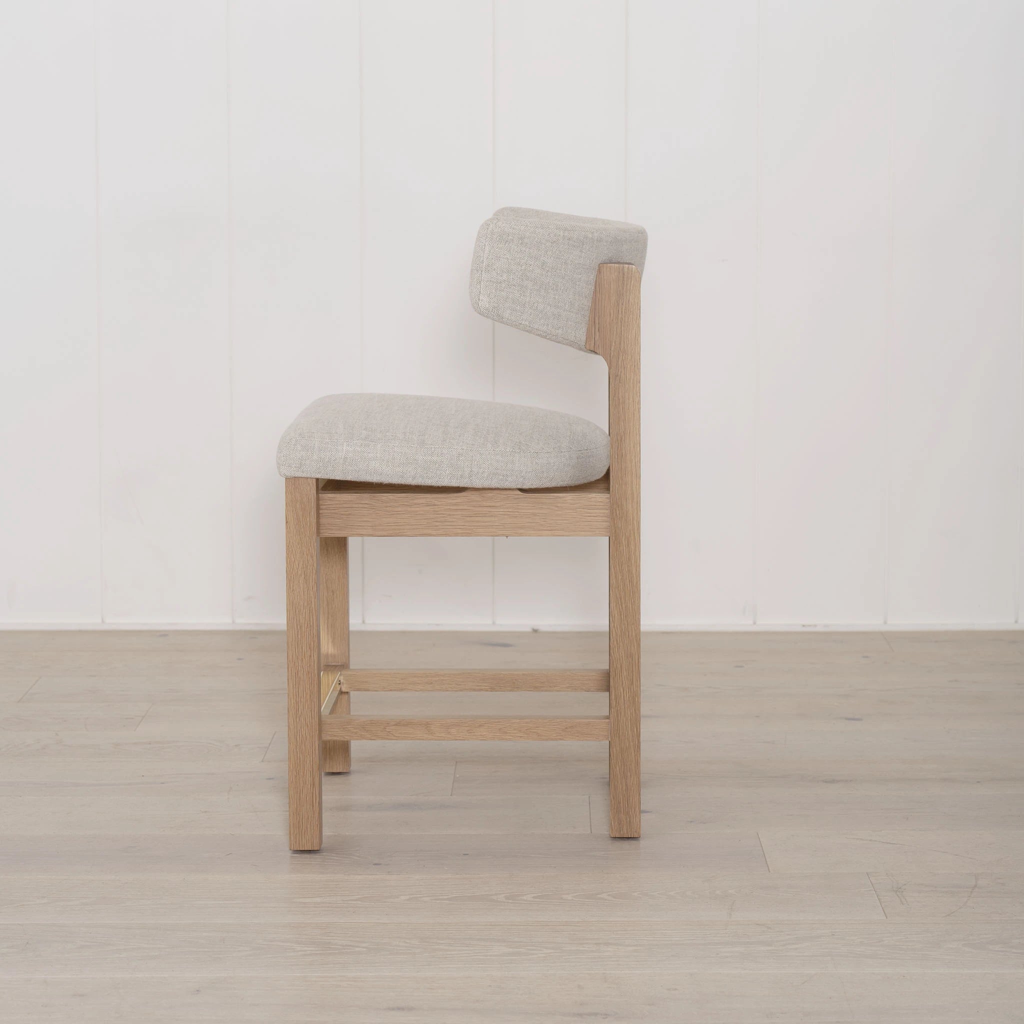 As Shown: Belgian Fog. Oak finished in Mint White Natural.