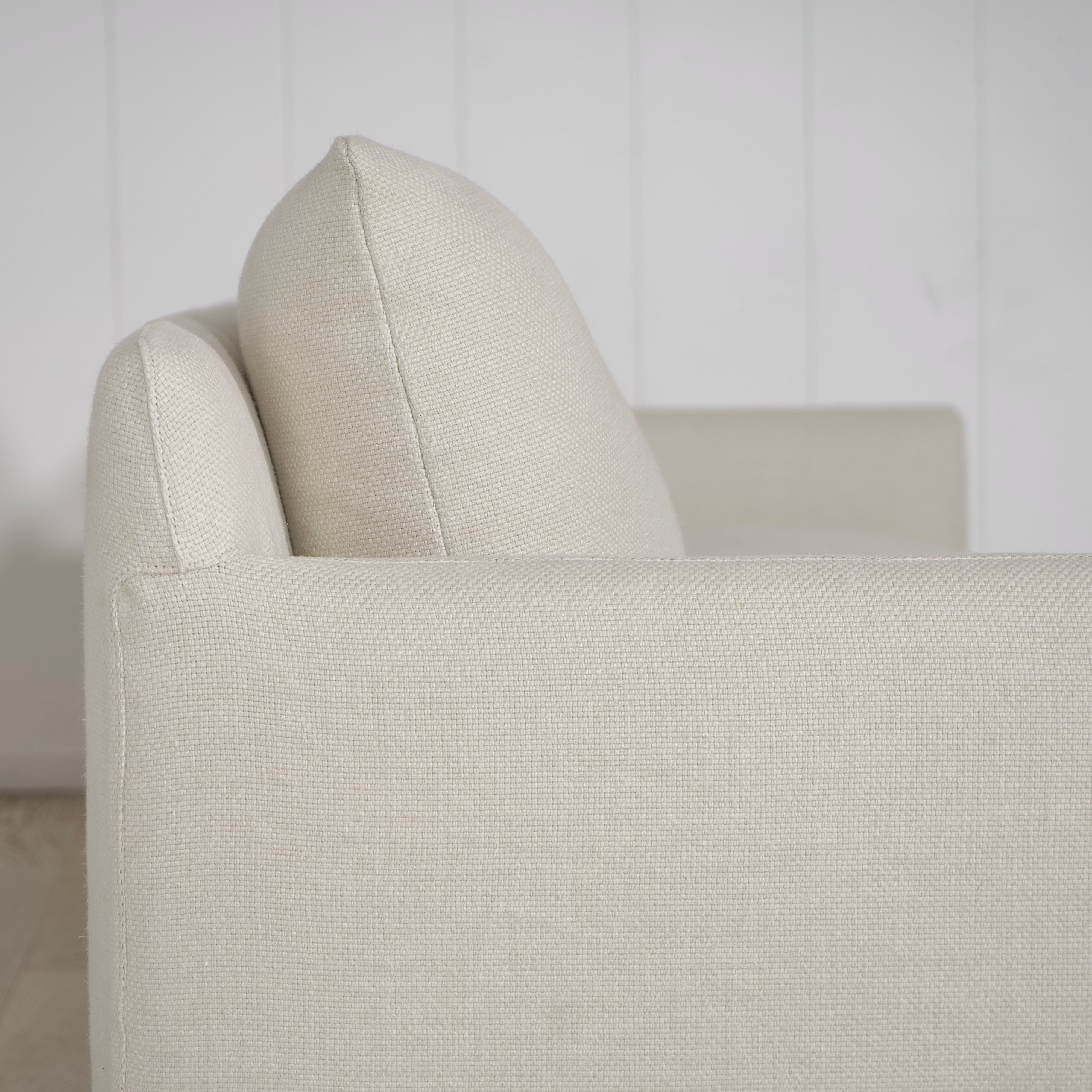 As Shown: Slipcovered in Monte Natural with legs finishing in Mint White Natural