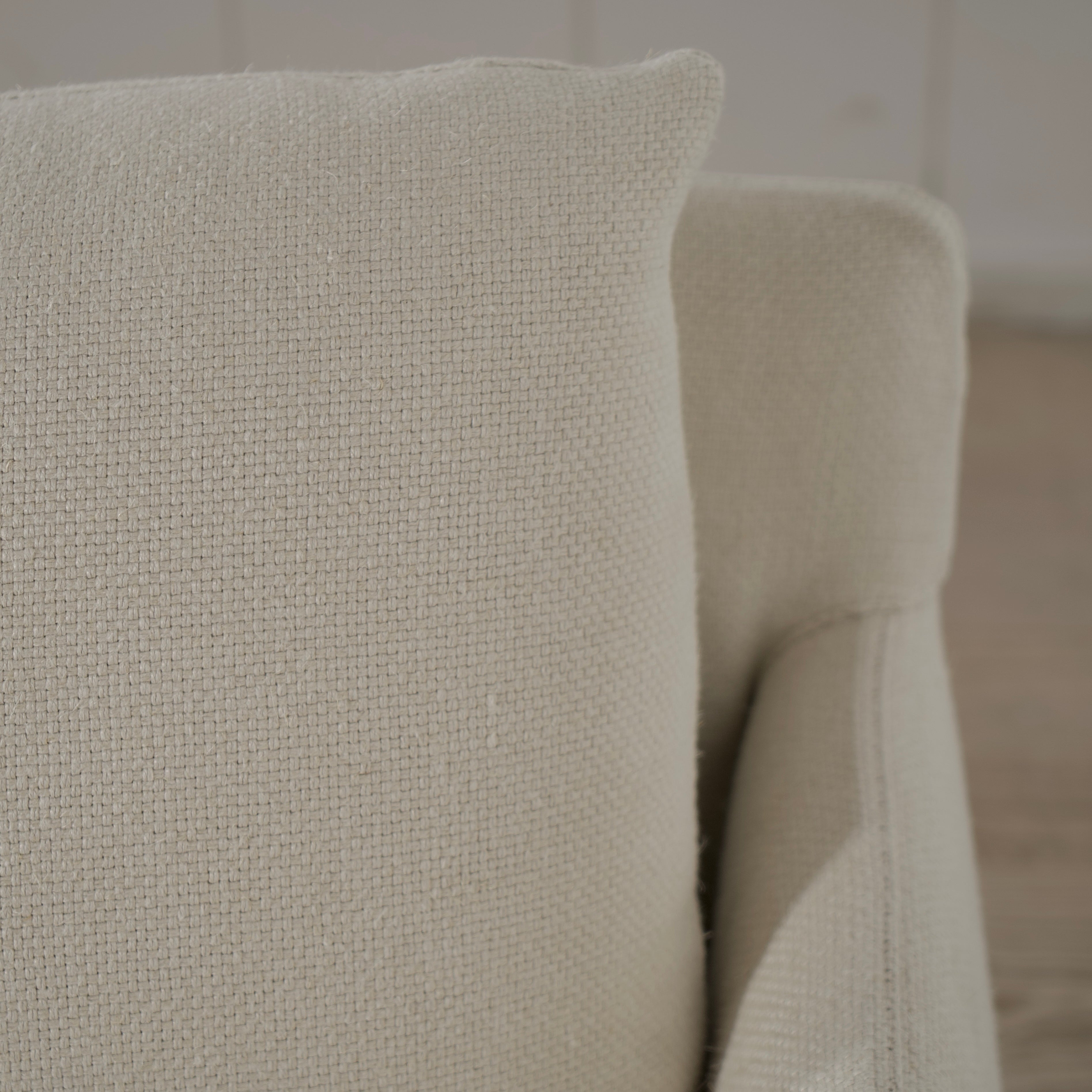As Shown: Slipcovered in Monte Natural with legs finishing in Mint White Natural