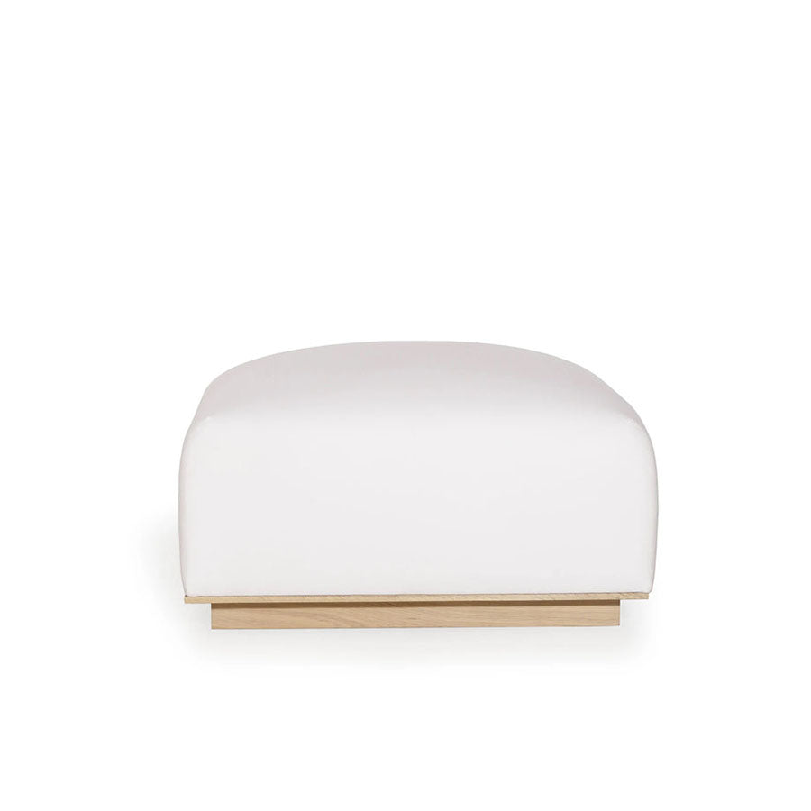 As Shown: in custom fabric. Oak finished in Mint White Natural.