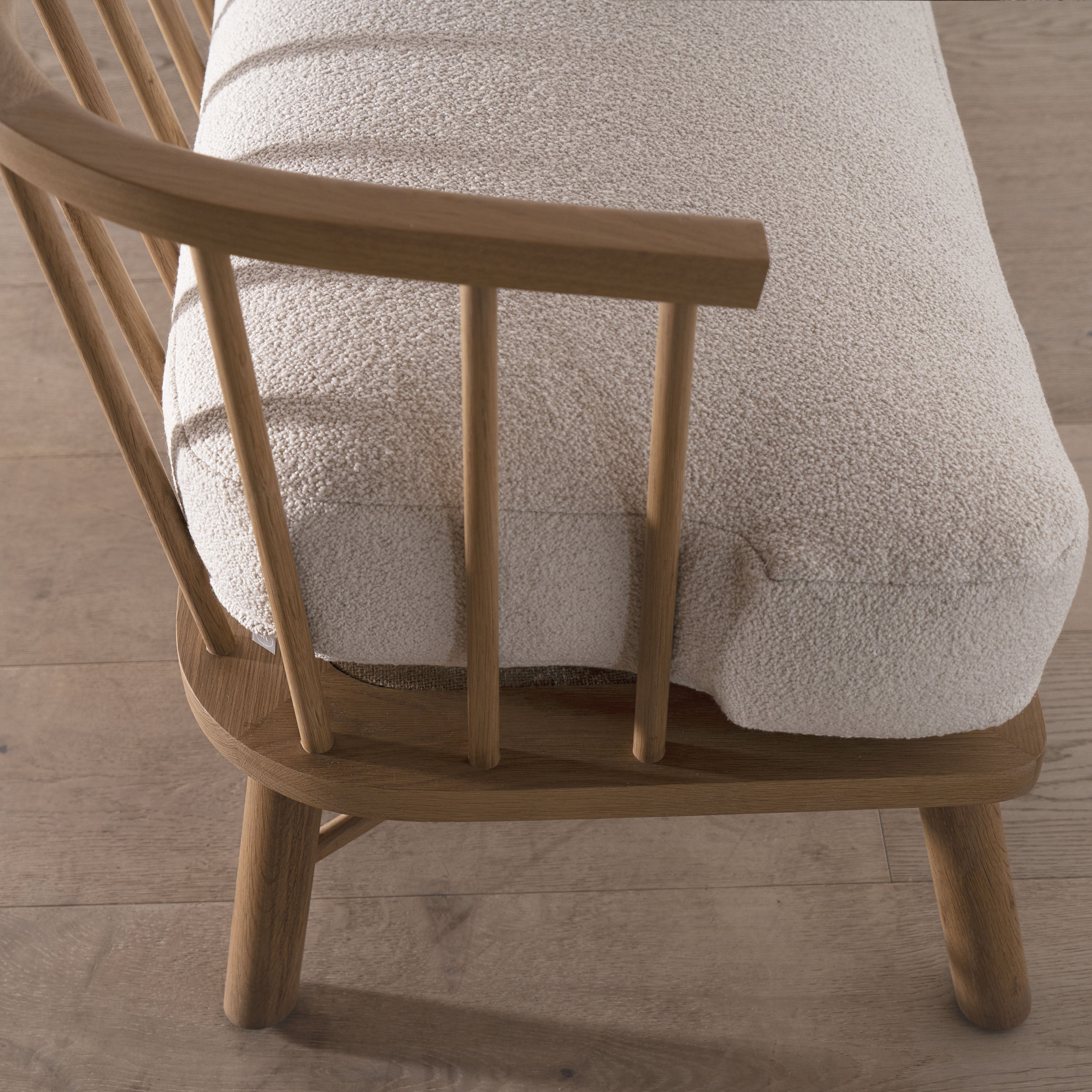 As Shown: in Frame White, oak finished in Mint White Natural.