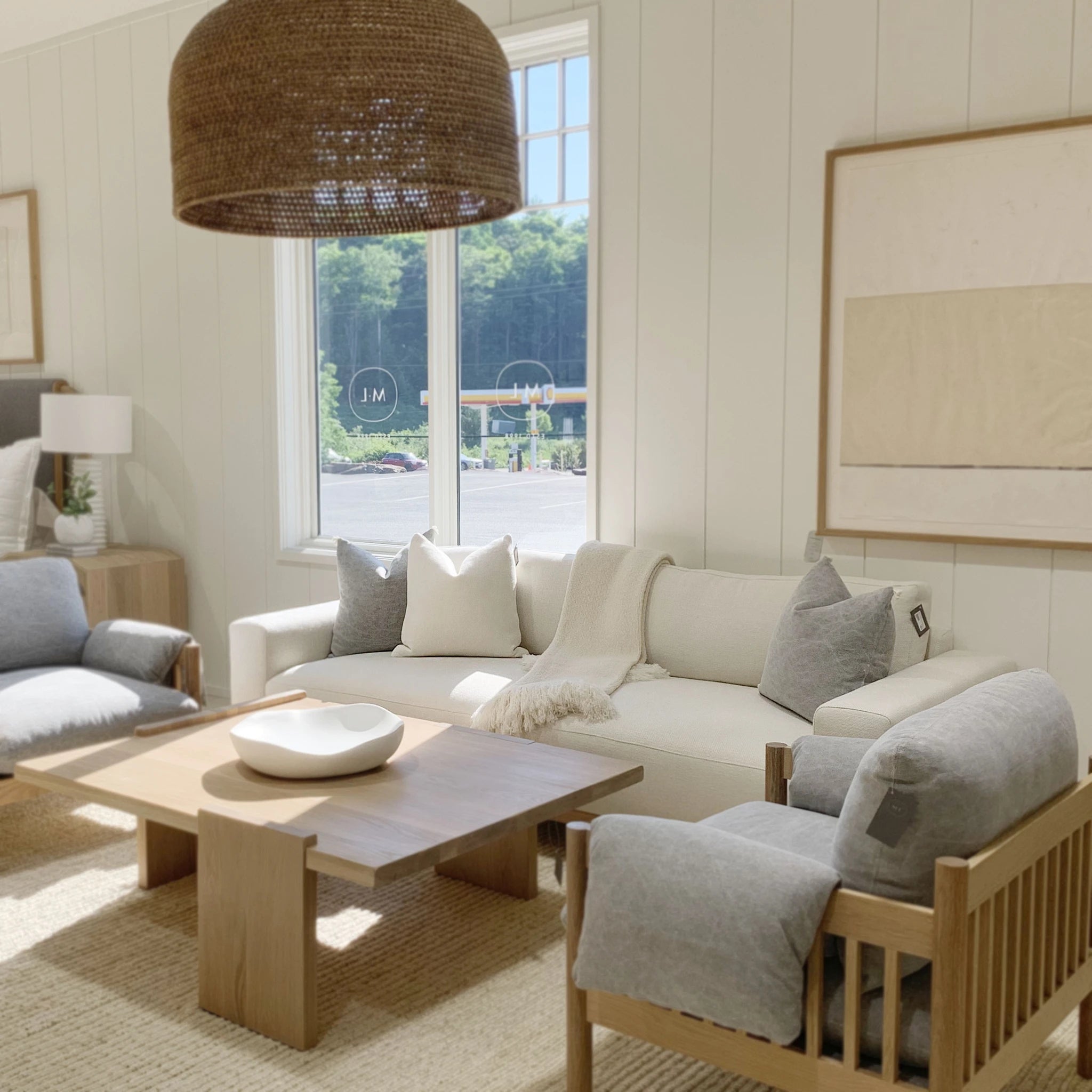 As Shown: in Appian Natural. Oak finished in Mint White Natural