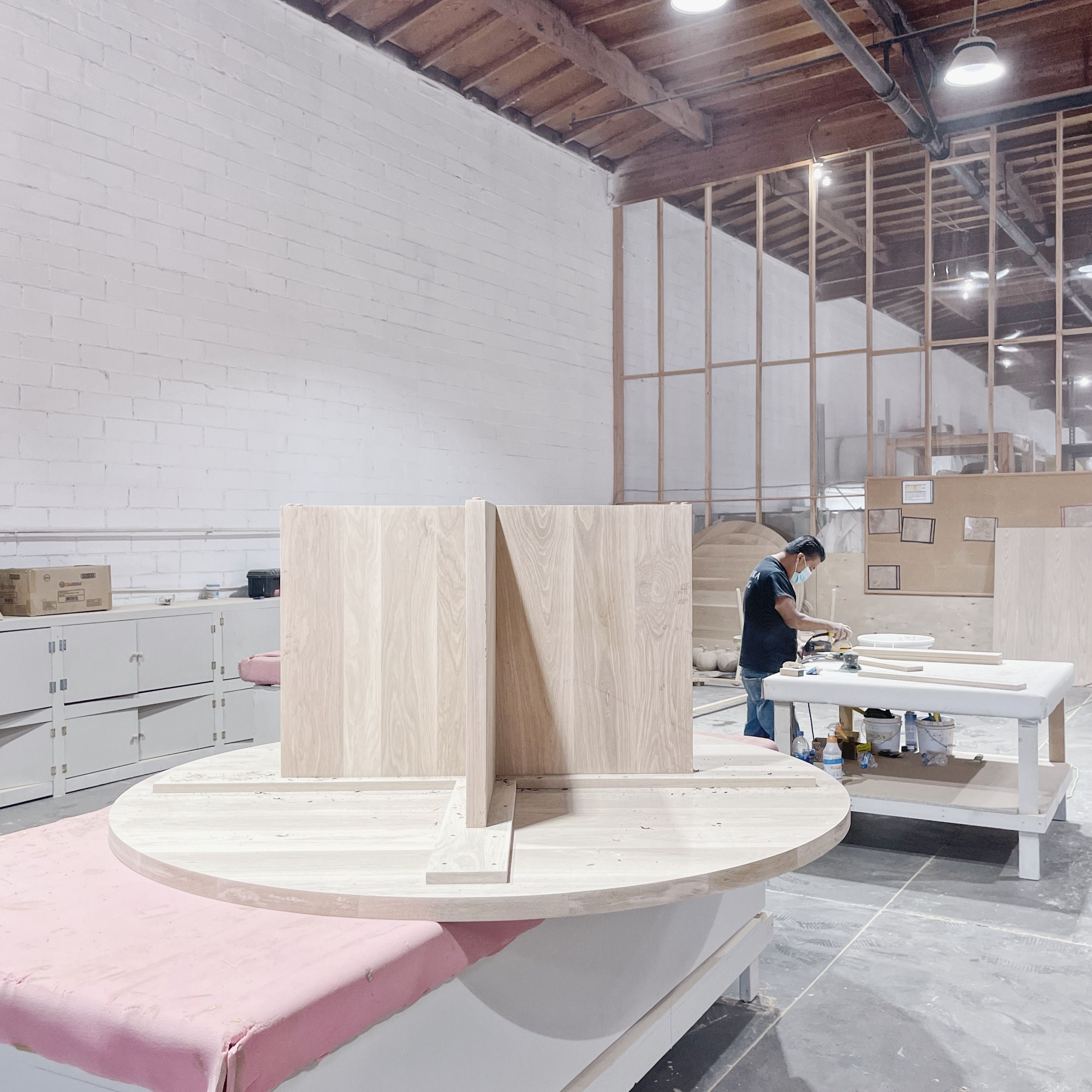 As Shown: in Large, oak finished in Mint White Super White.