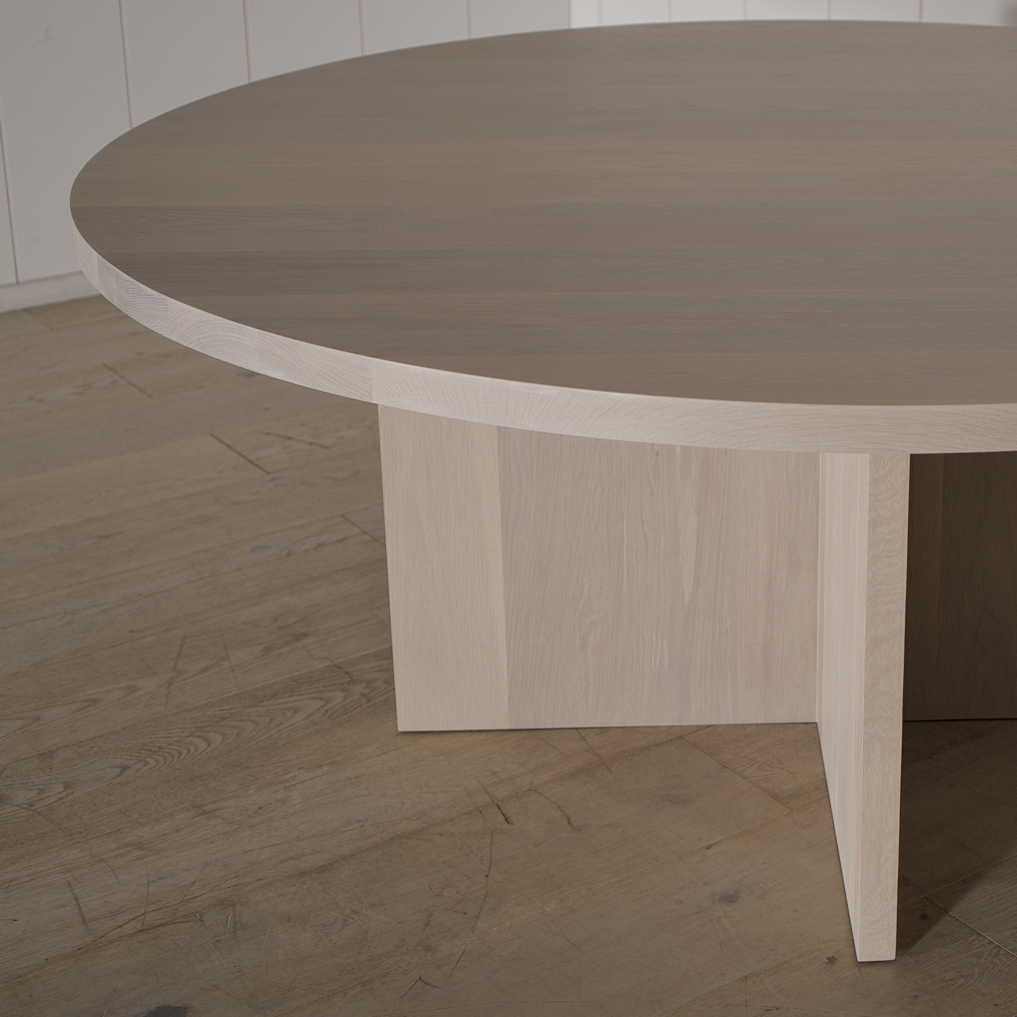 Dimensions: Large - 72"Diam x 31"H | Material: Solid Oak | Finish: Natural