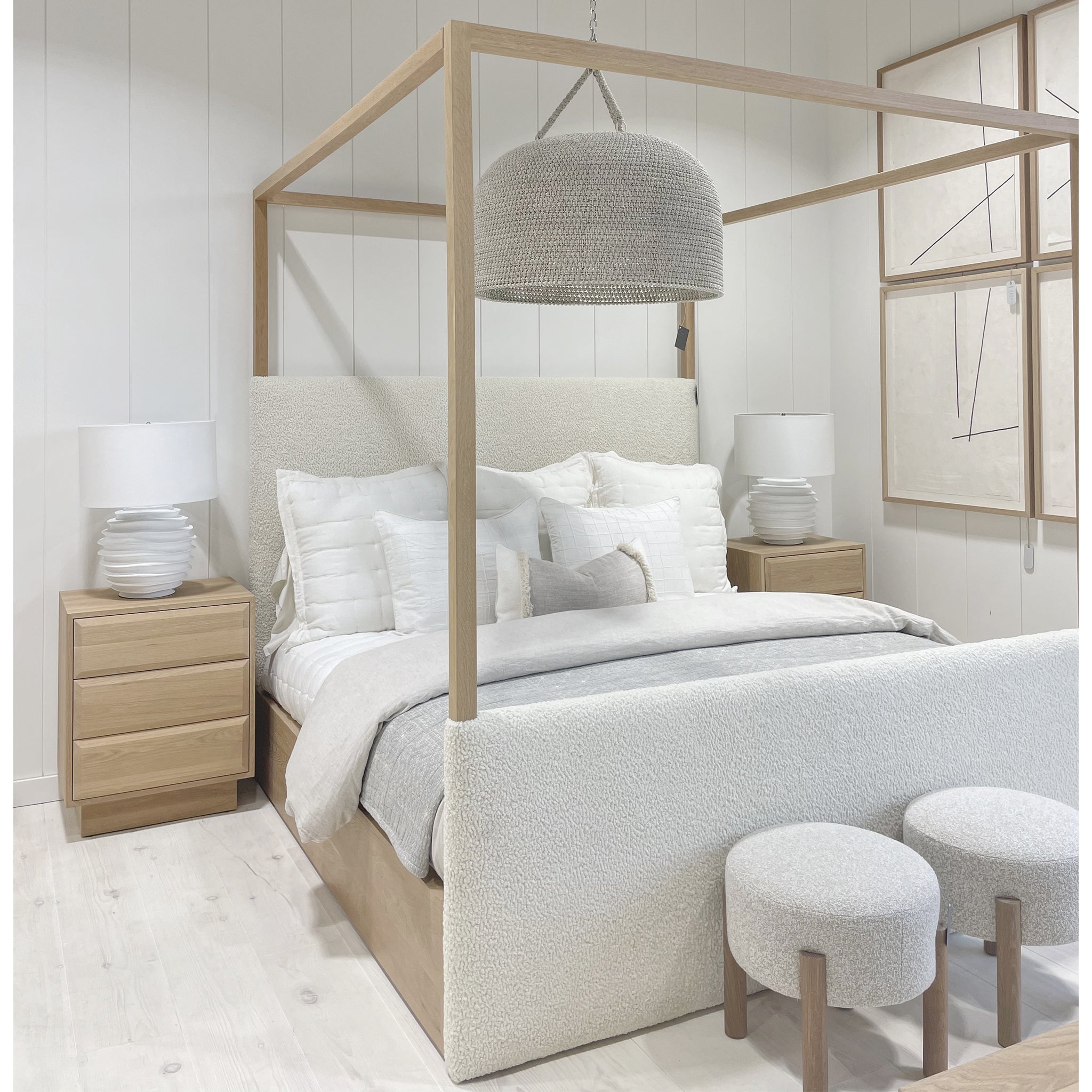 As Shown: in Ivory Shearling, oak finished in Mint White Super White