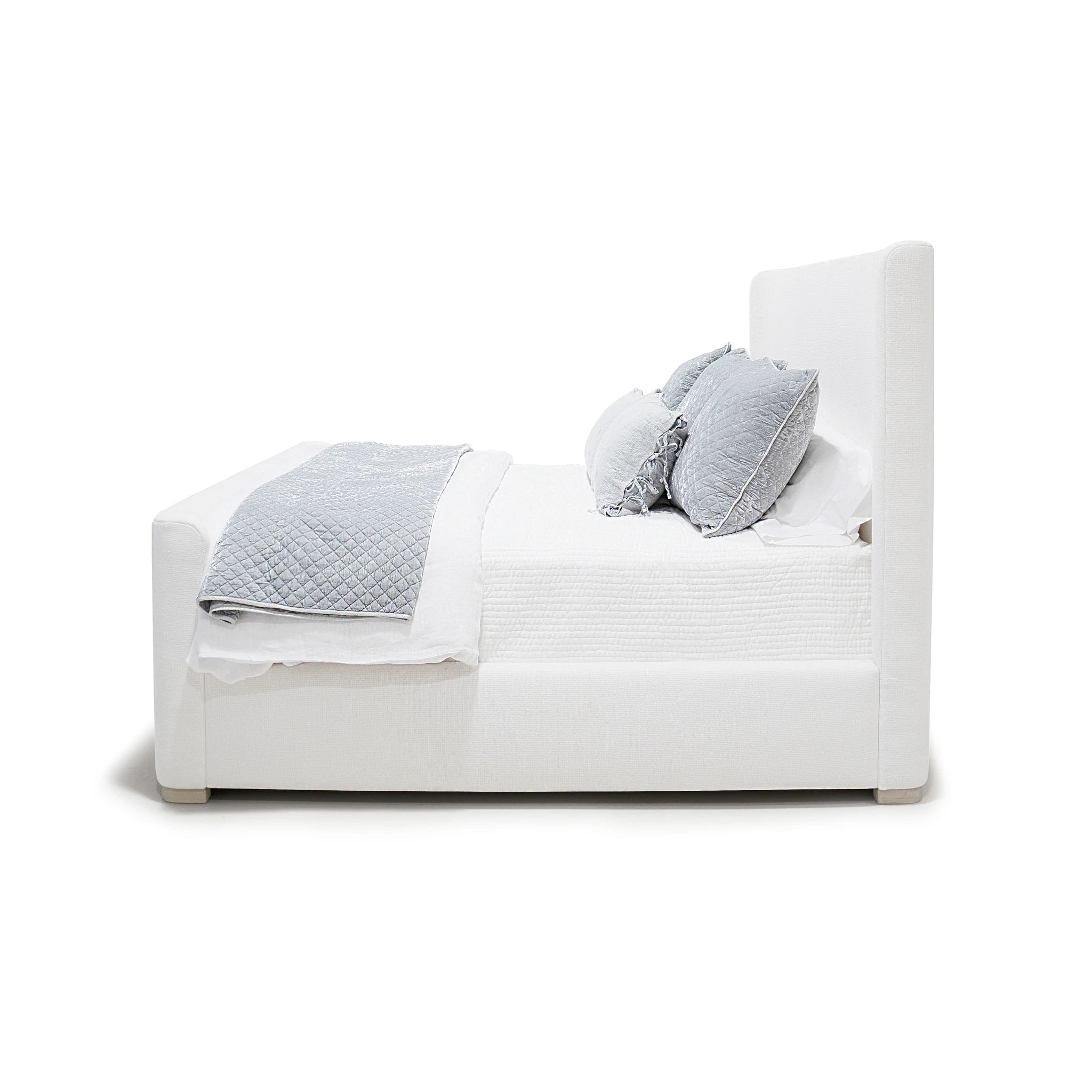 As Shown: in COM, oak base finished Mint White Natural.