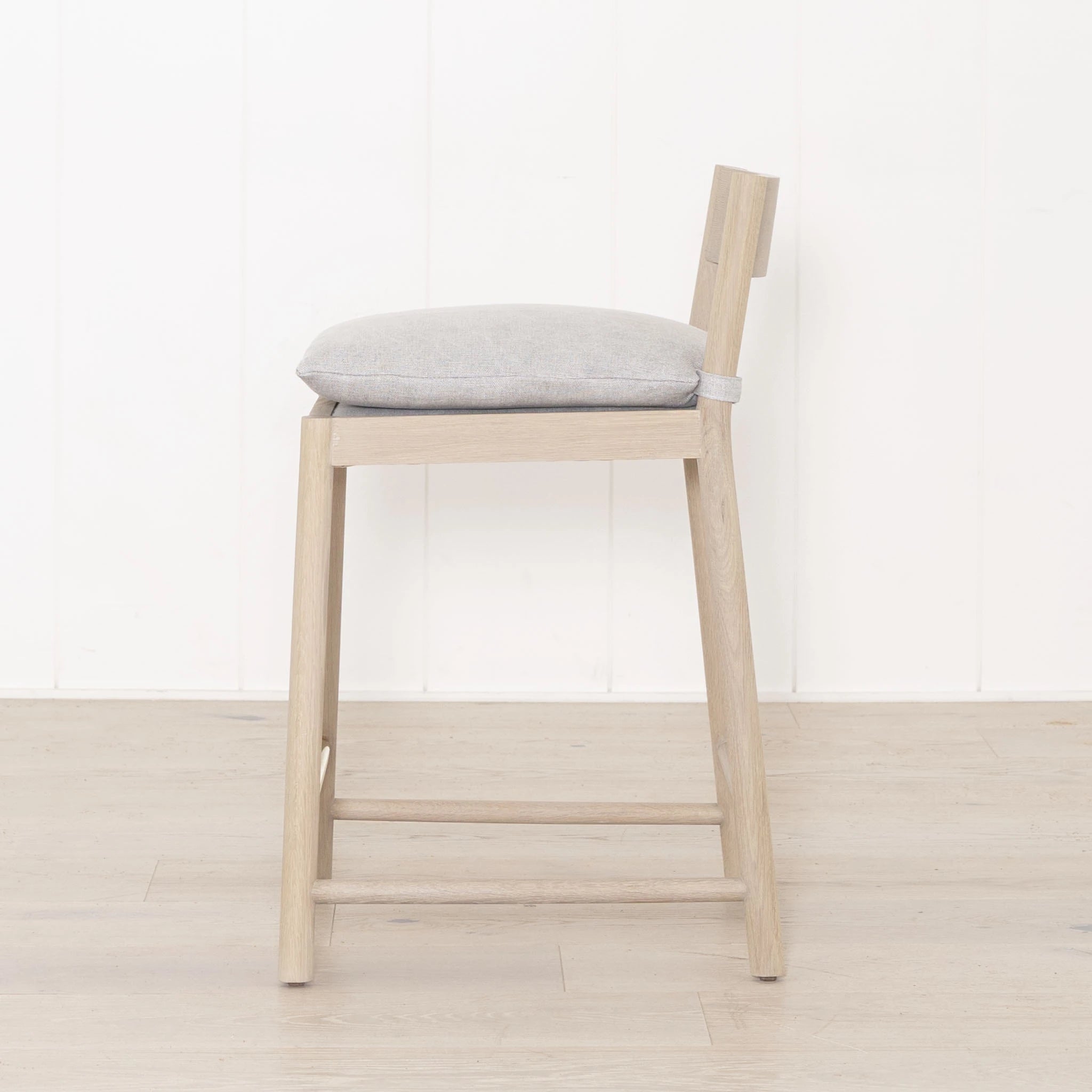 As Shown: in Mint White Natural with COM fabric cushion.