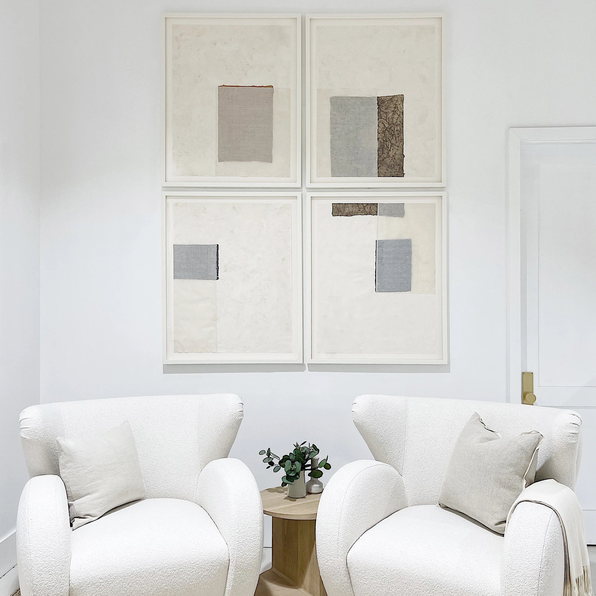 Shown in a set of four of 33x41 formats, painted oak. Collage coloré #1 #2 #3 #4 | Muskoka Living Collection - Art