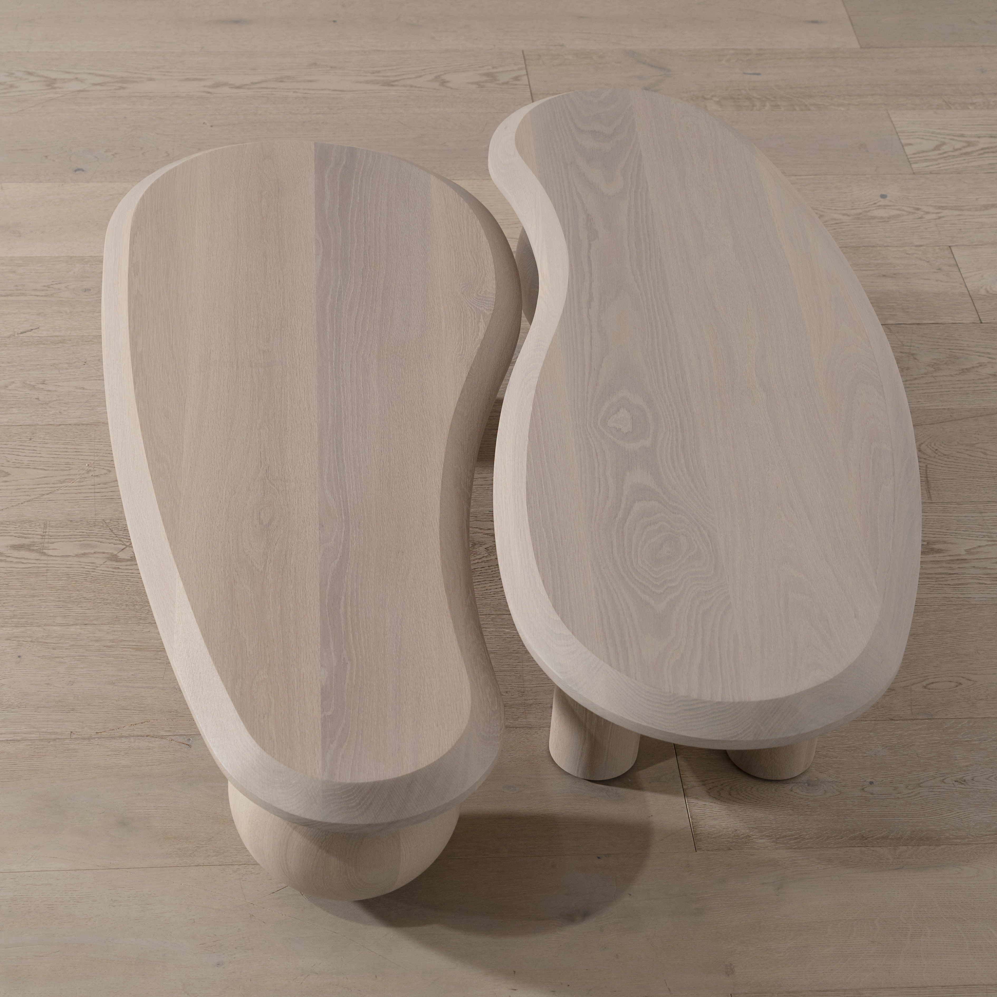 As Shown: Melo Tall #1 & Melo Short #1 | Material: Solid Oak | Finish: Shell