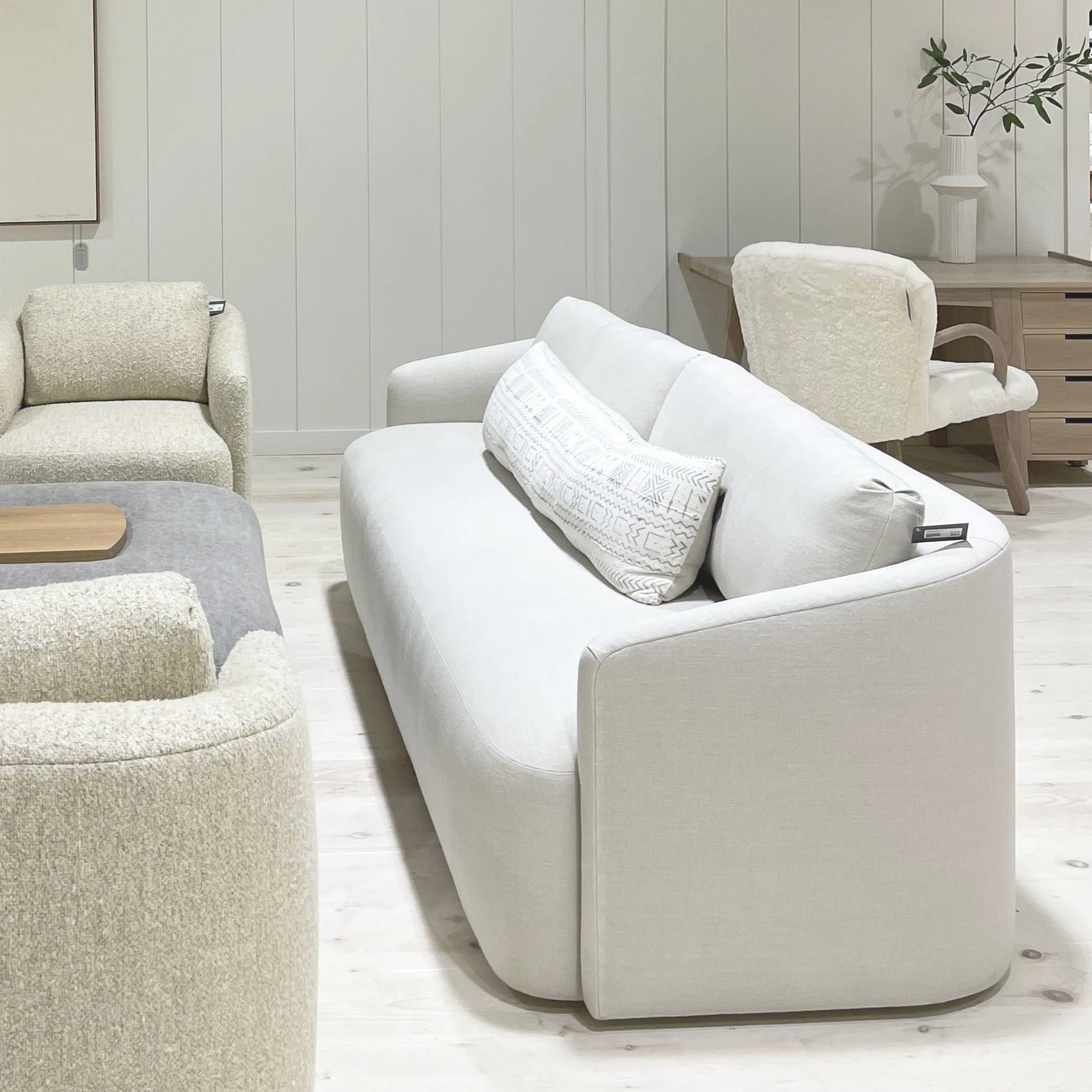 As Shown: upholstered in Fresno Sand.