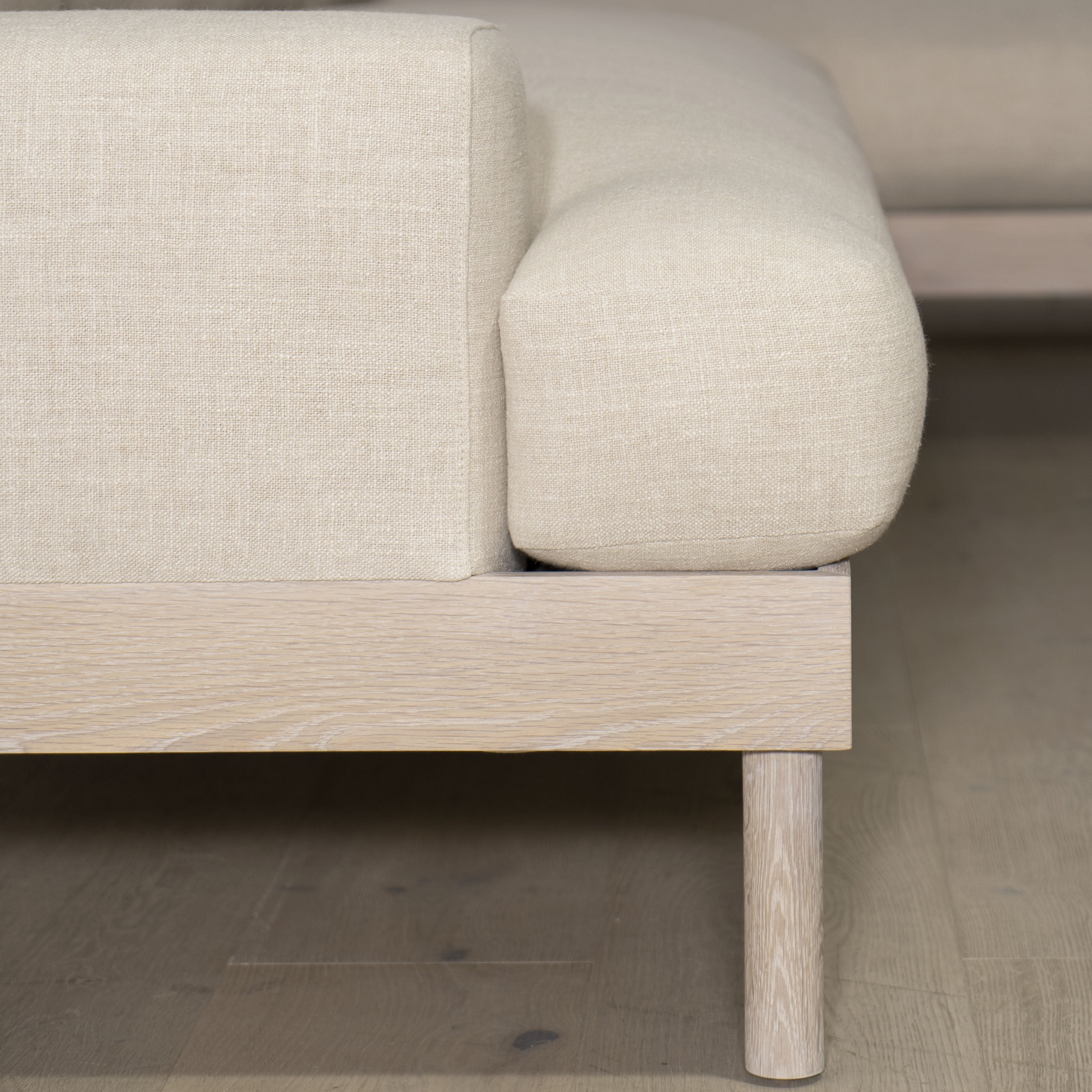 As Shown: in Belgian Oatmeal, Mint White Super White finish.