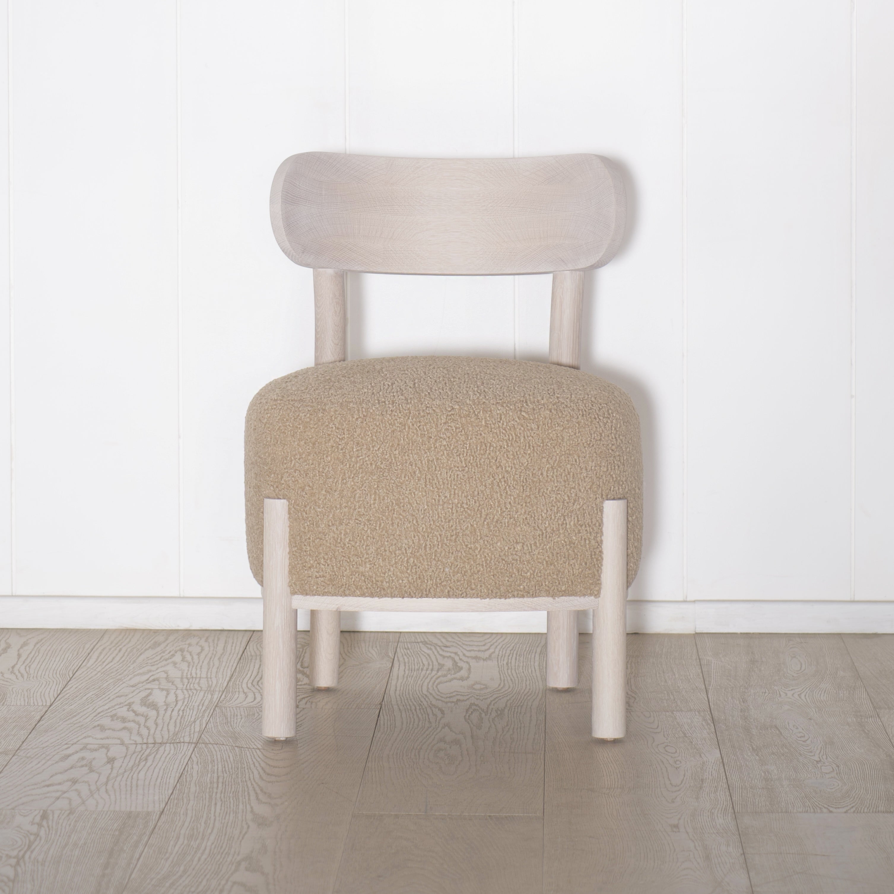 As Shown: in Sheepskin Toast. Oak finished in Nordic White Super White Double.