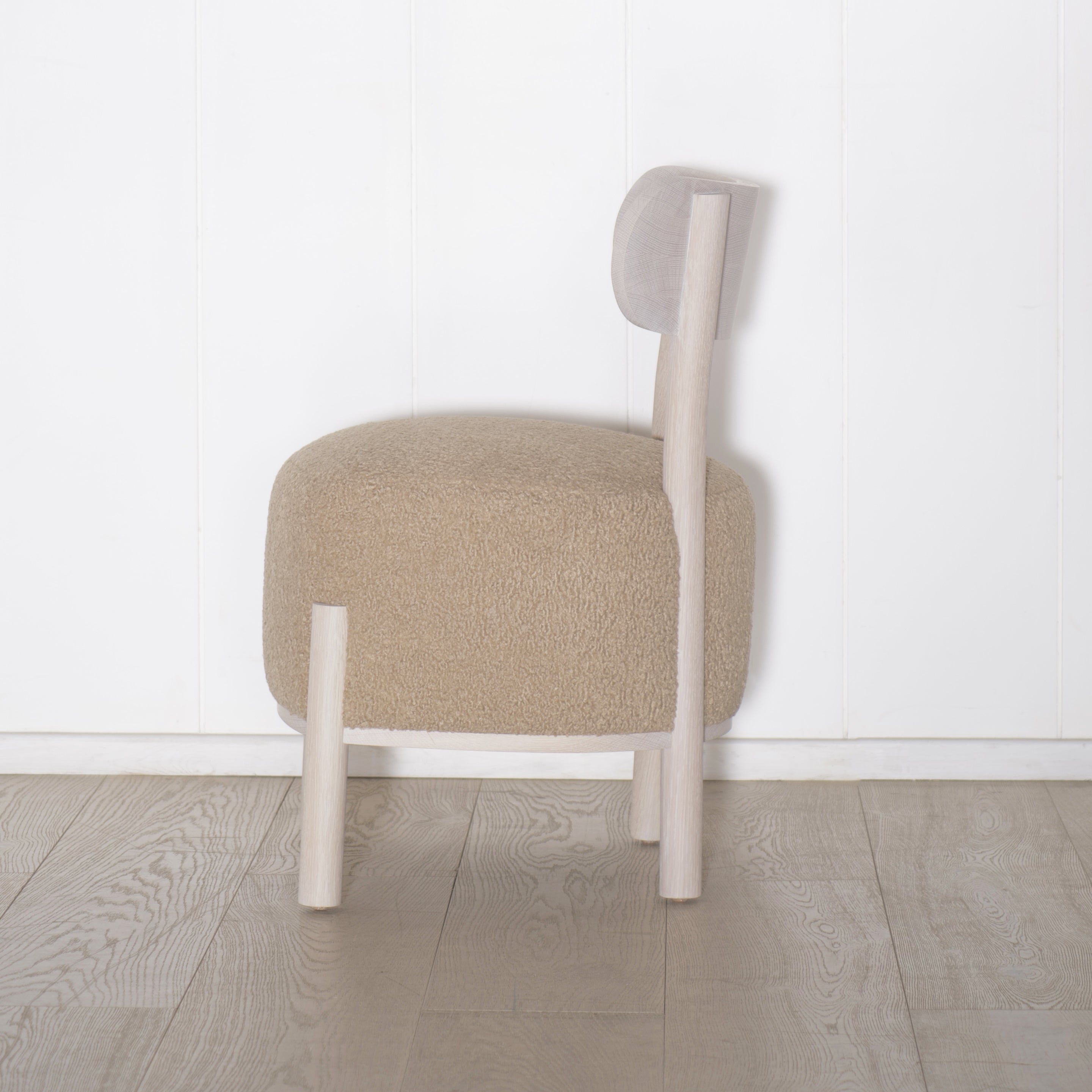 As Shown: in Sheepskin Toast. Oak finished in Nordic White Super White Double.