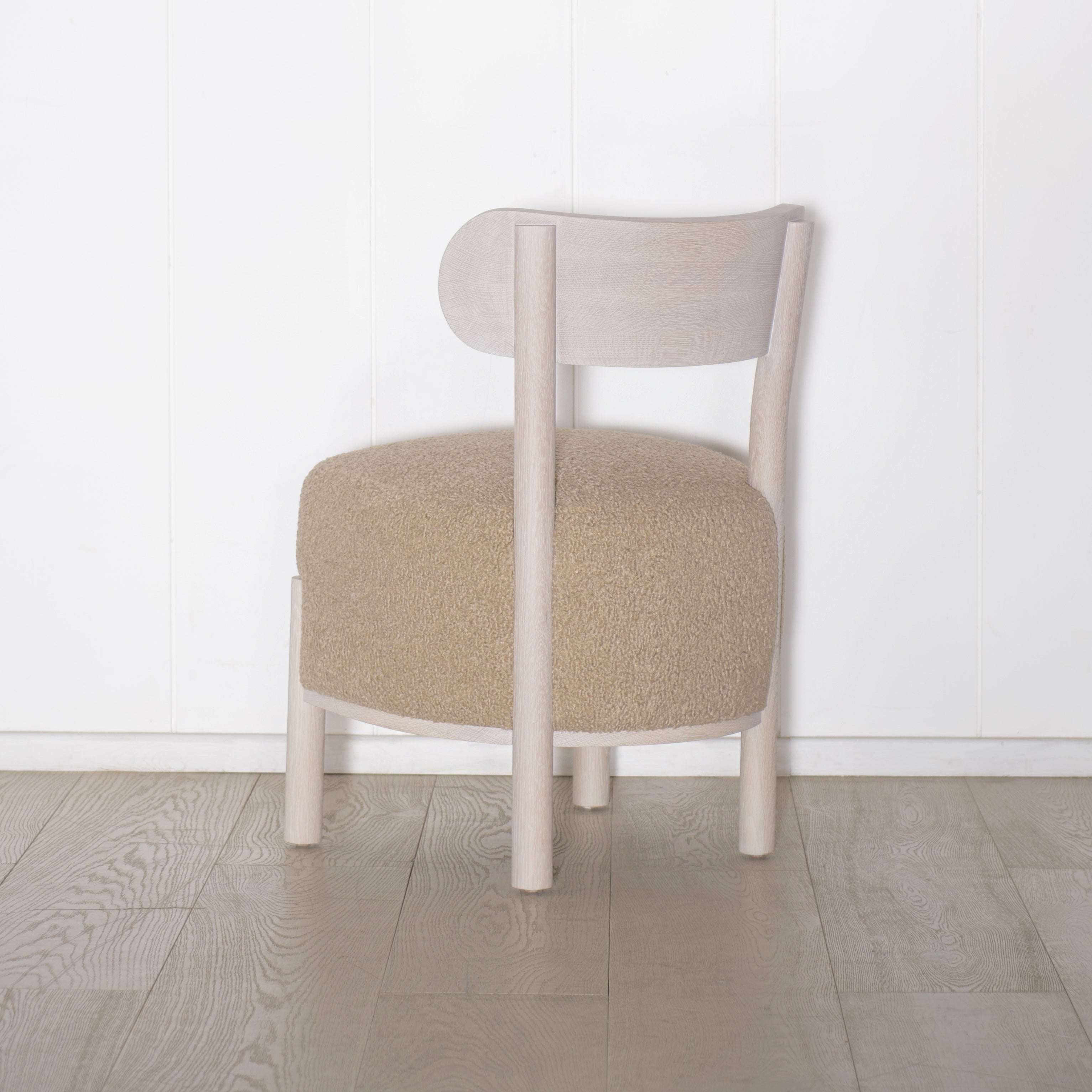 As Shown: in Sheepskin Toast. Oak finished in Nordic White Super White Double.