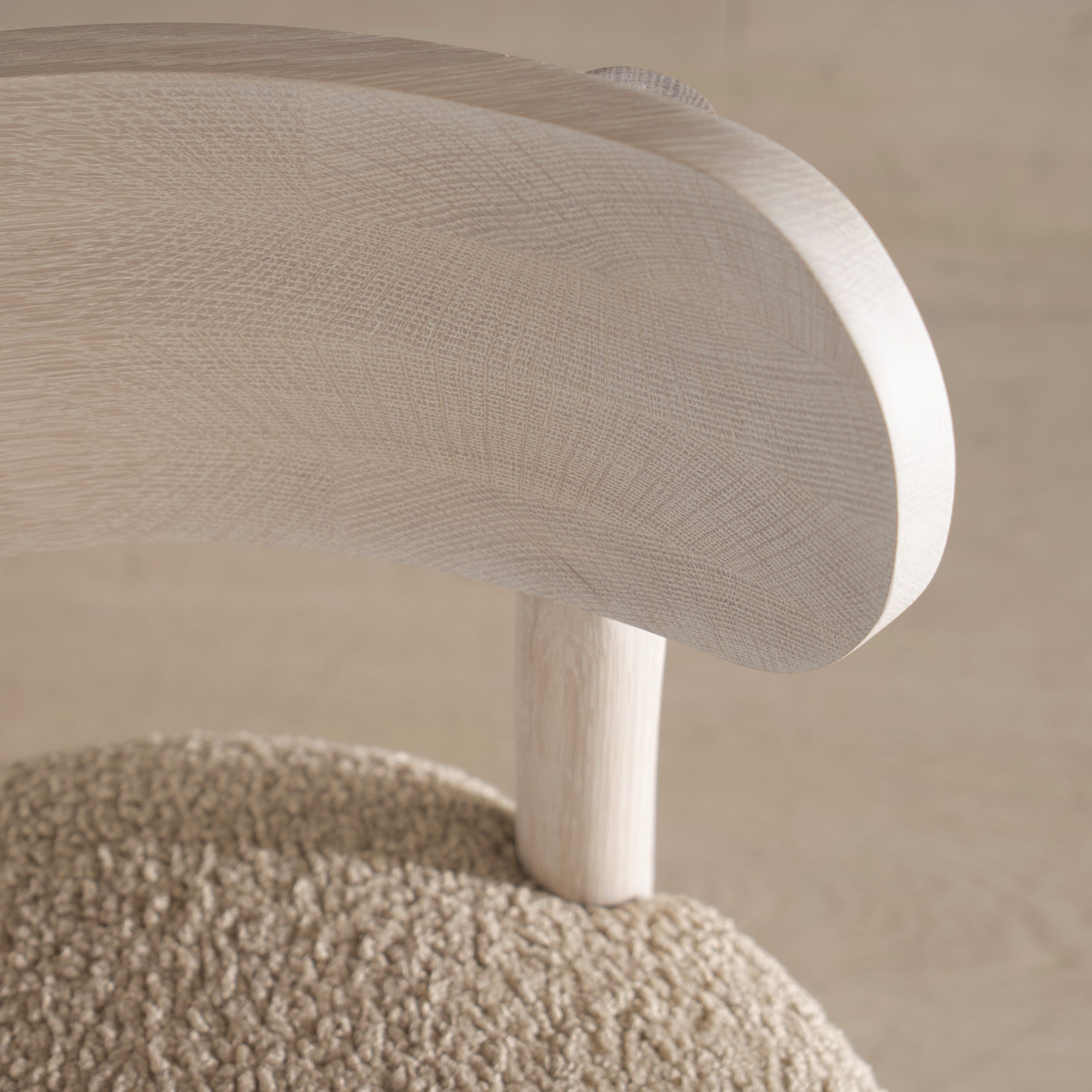 As Shown: in Sheepskin Toast. Oak finished in Nordic White Super White Double.