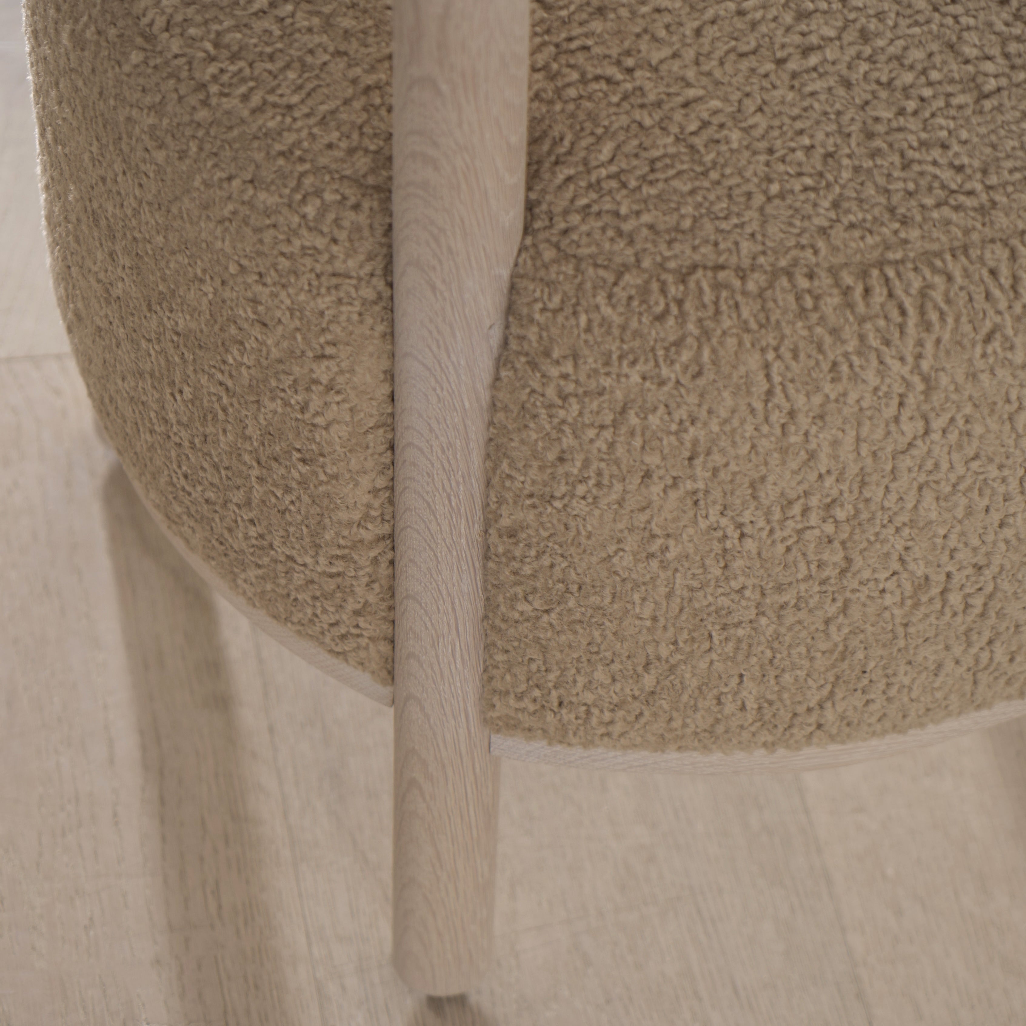 As Shown: in Sheepskin Toast. Oak finished in Nordic White Super White Double.