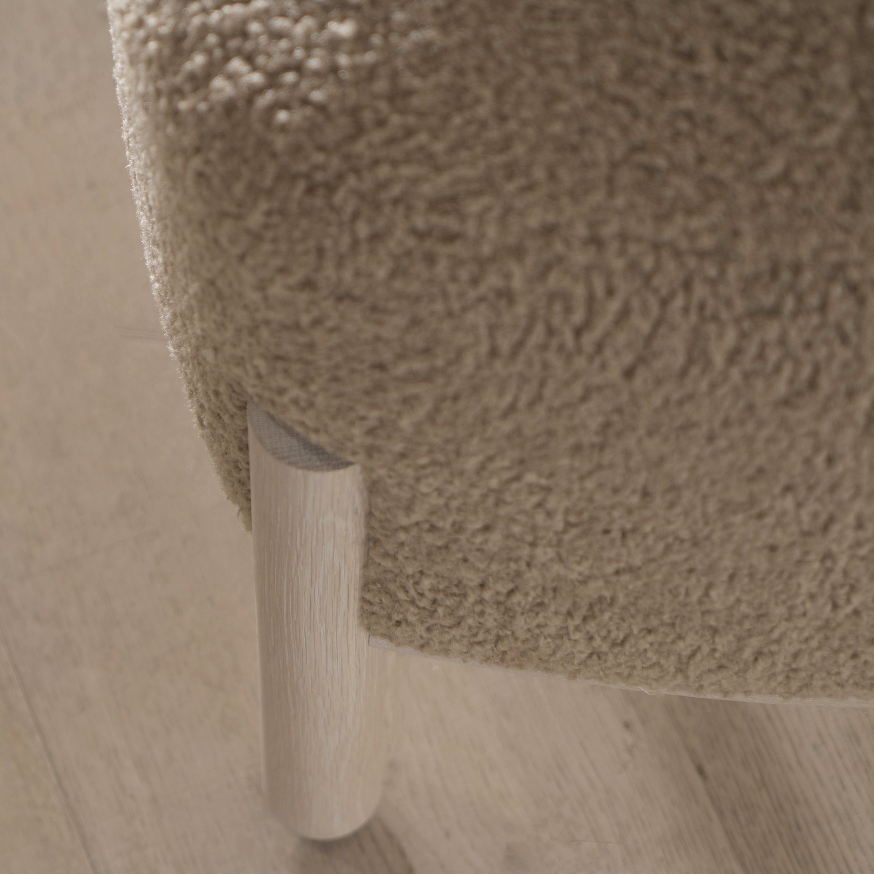 As Shown: in Sheepskin Toast. Oak finished in Nordic White Super White Double.