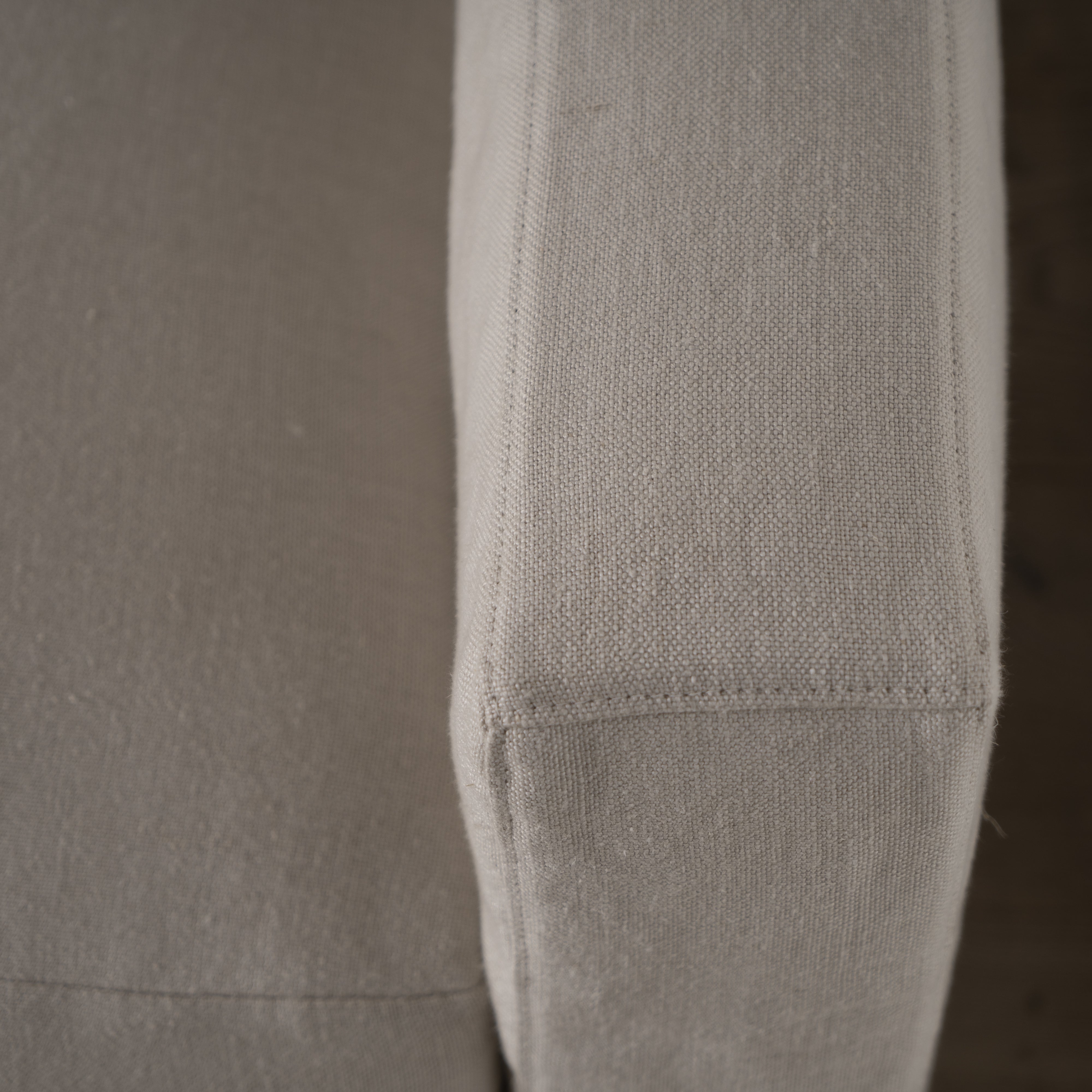 As Shown: in Large, short slipcovered in Fresno Sand, oak legs in custom finish