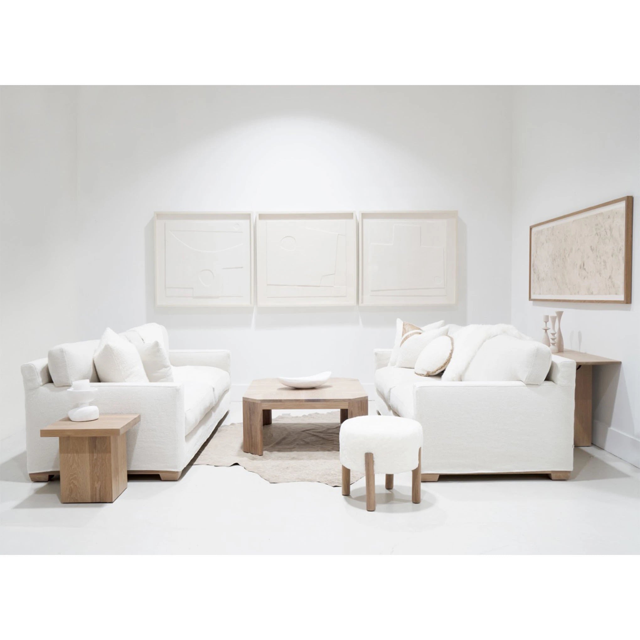 As Shown: in Large, short slipcovered in Fresno Sand, oak legs in custom finish