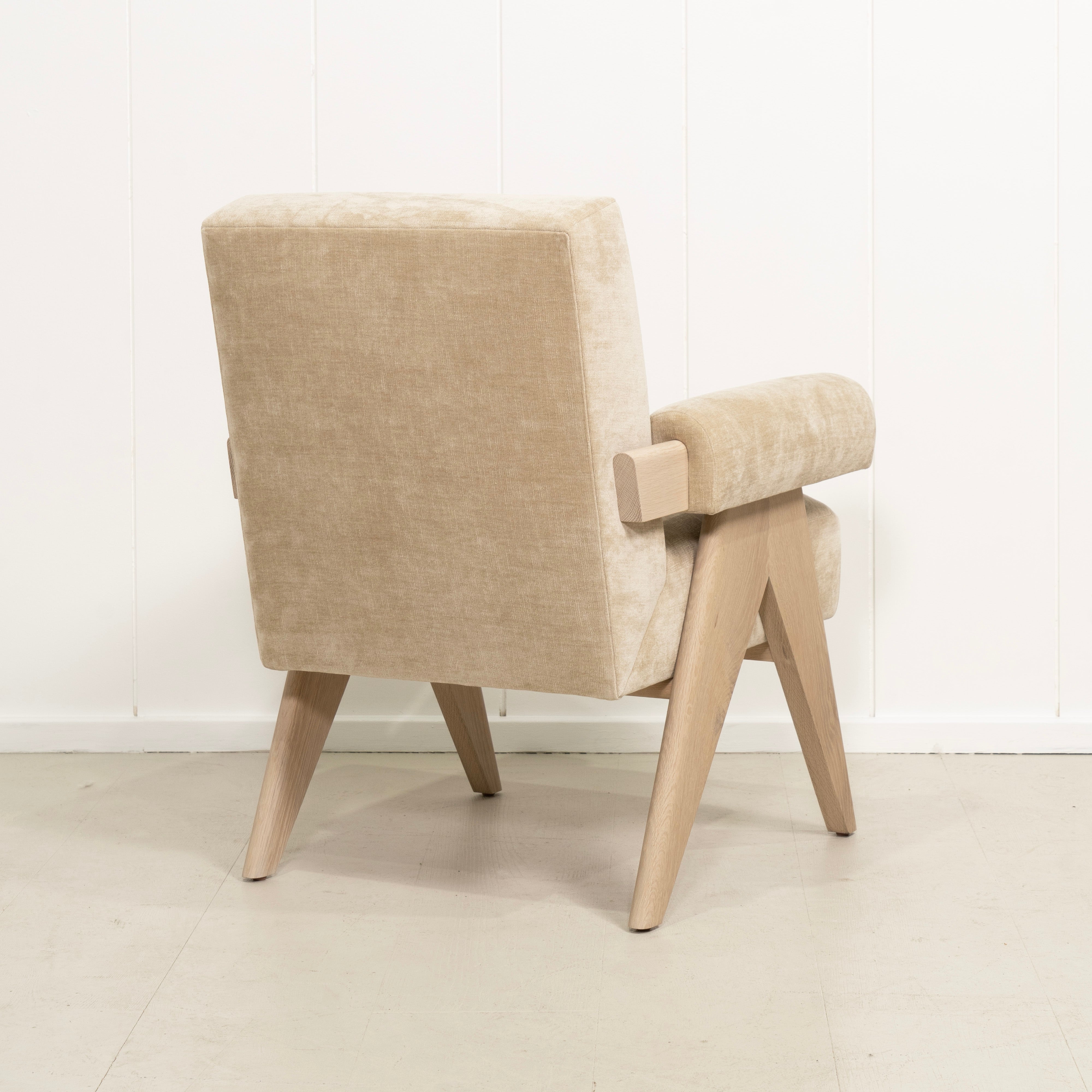 As Shown: in Canyon Sand, Oak finished in Mint White Natural.