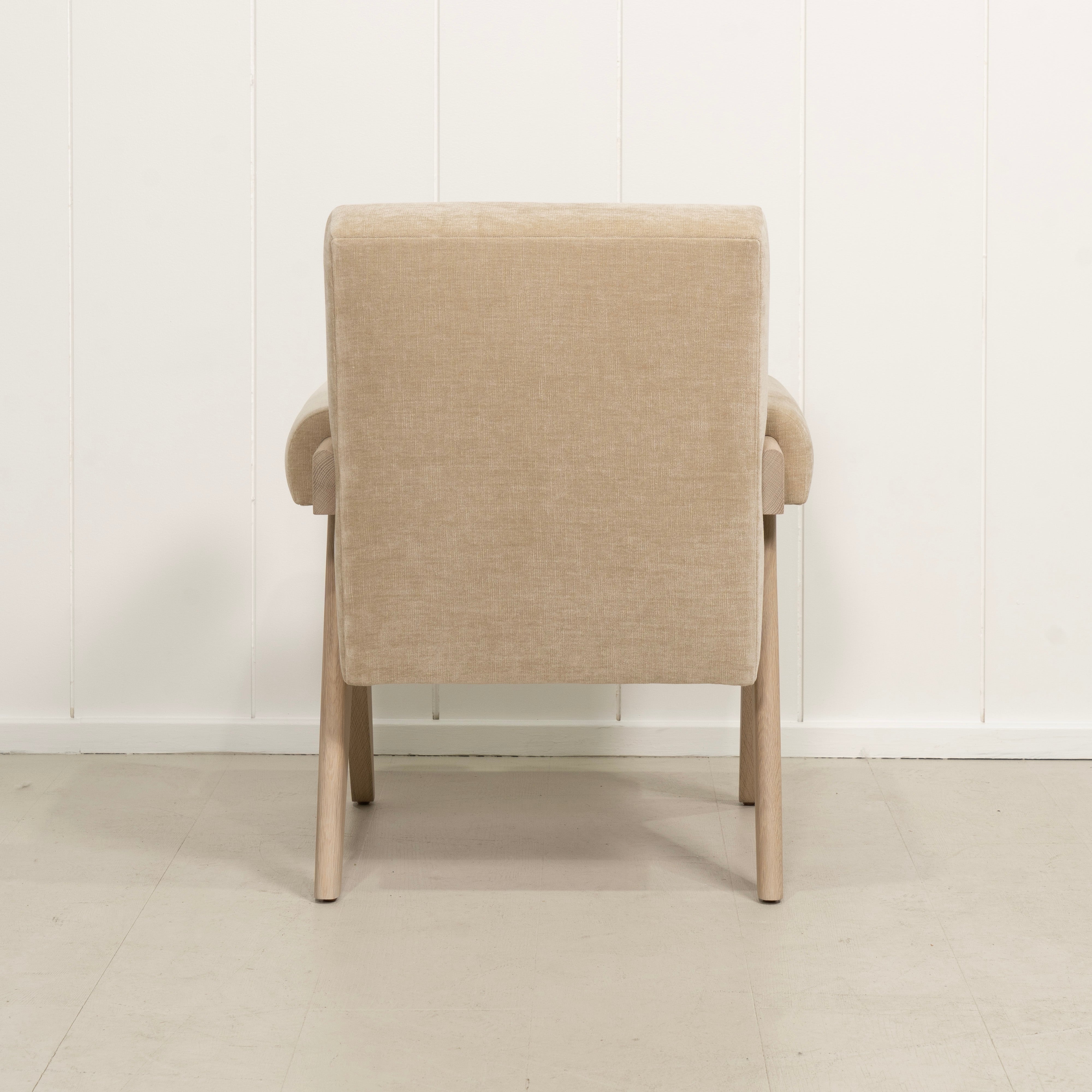 As Shown: in Canyon Sand, Oak finished in Mint White Natural.