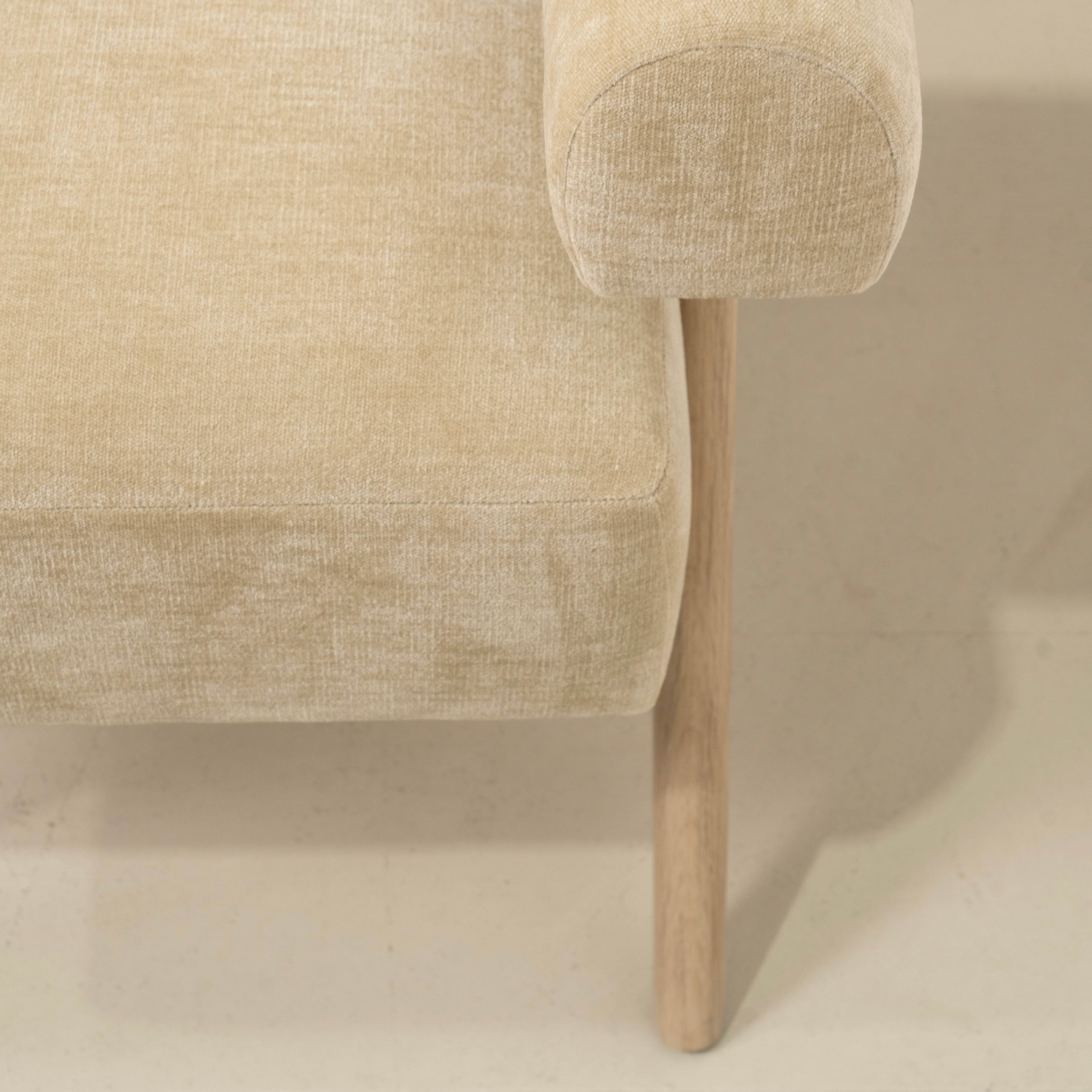 As Shown: in Canyon Sand, Oak finished in Mint White Natural.