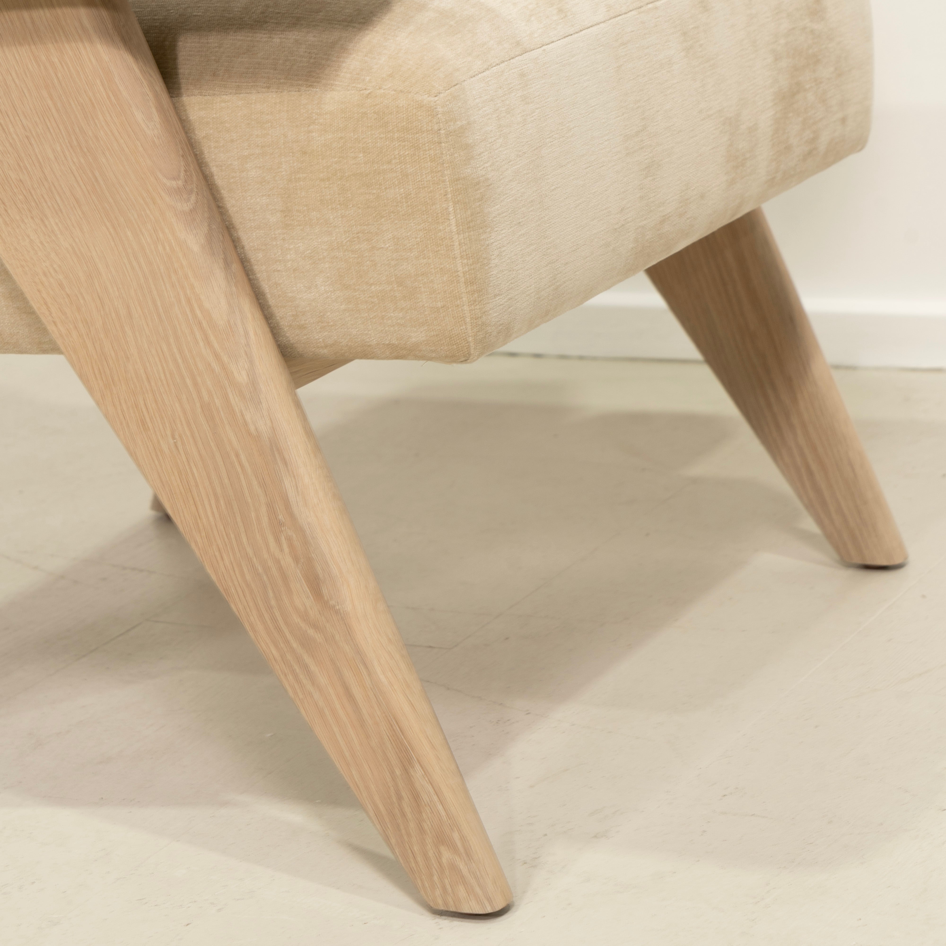 As Shown: in Canyon Sand, Oak finished in Mint White Natural.