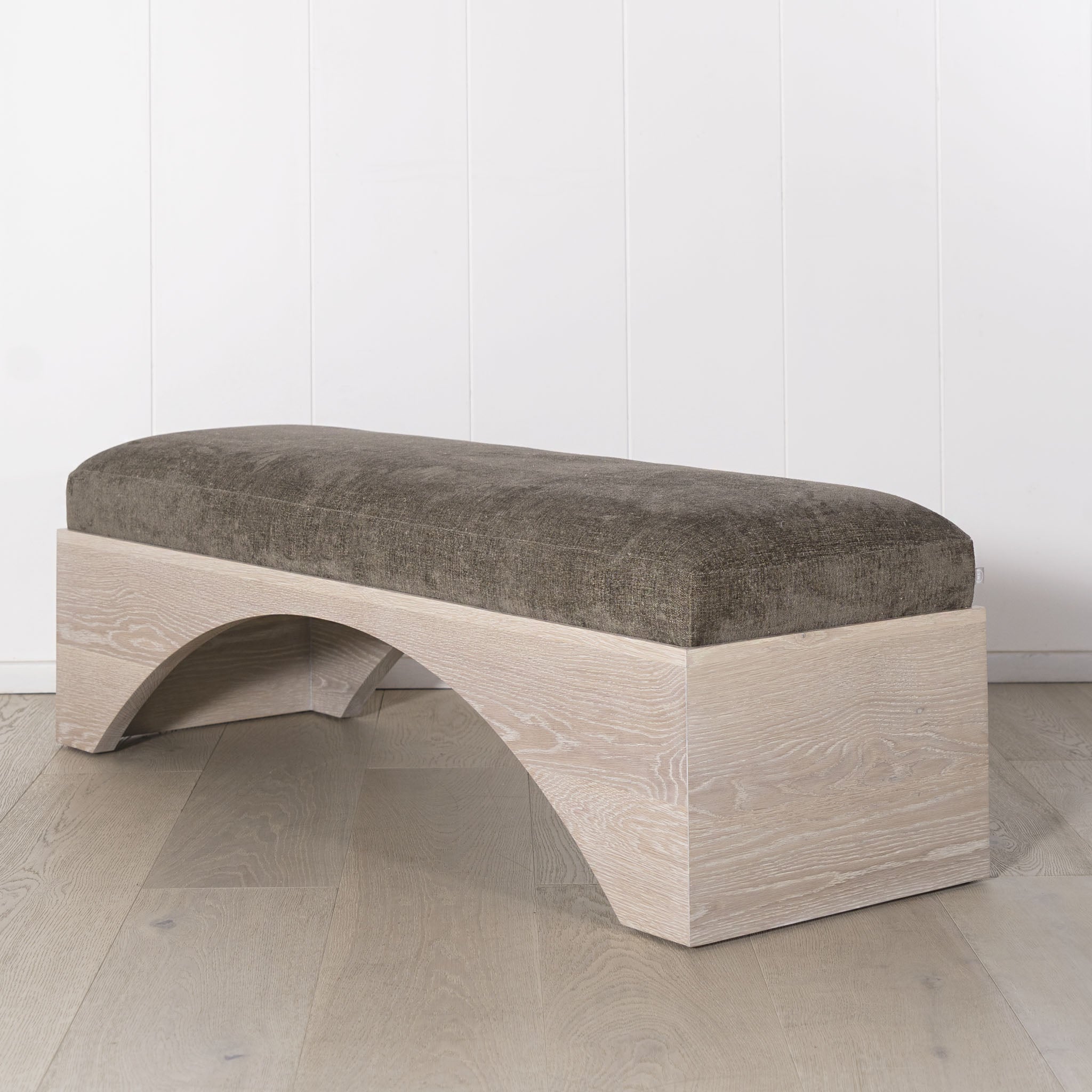 As Shown: in Bellamy Stone, oak finished in Mint White Super White.