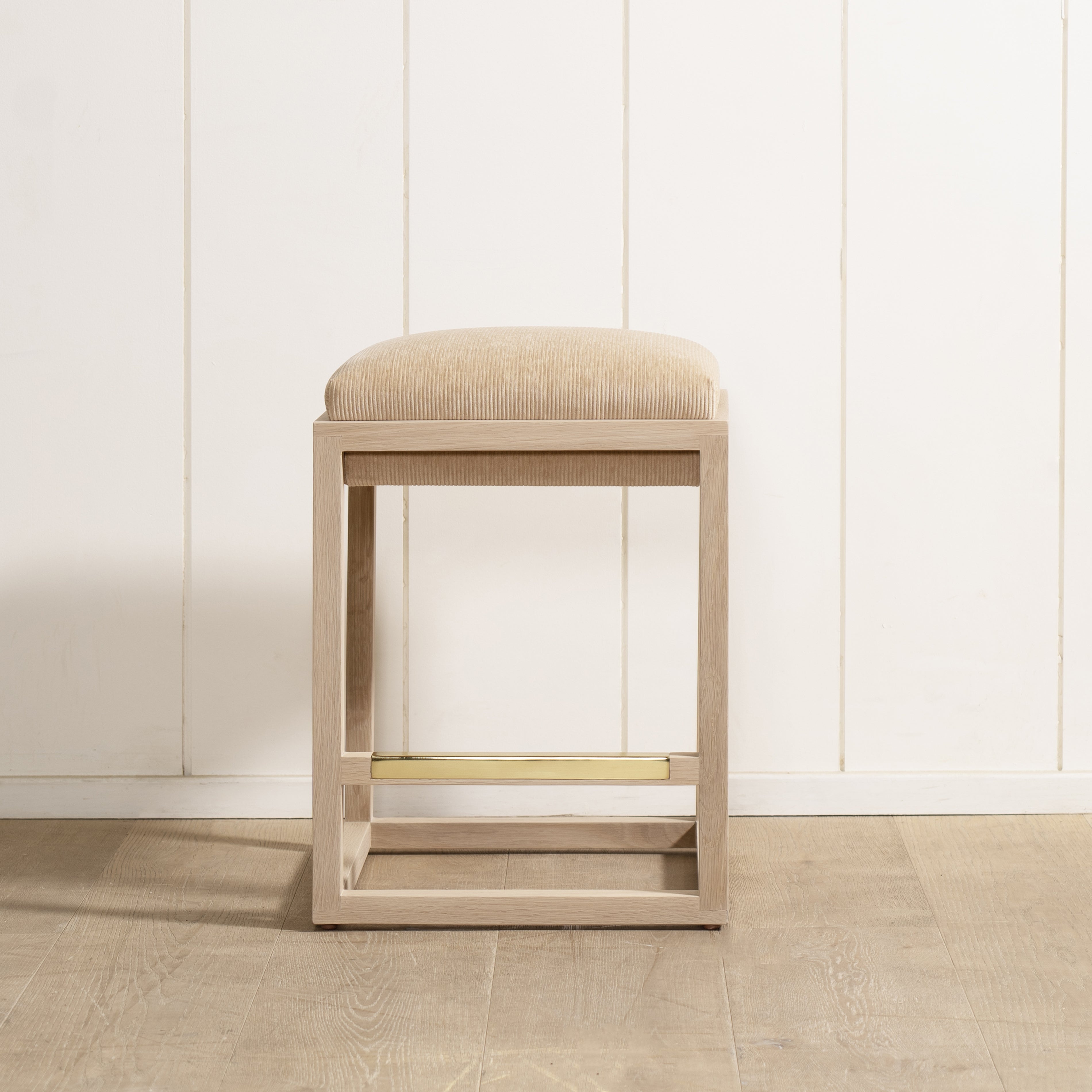 As Shown: in Mila Cashew, Mint White Natural finish.