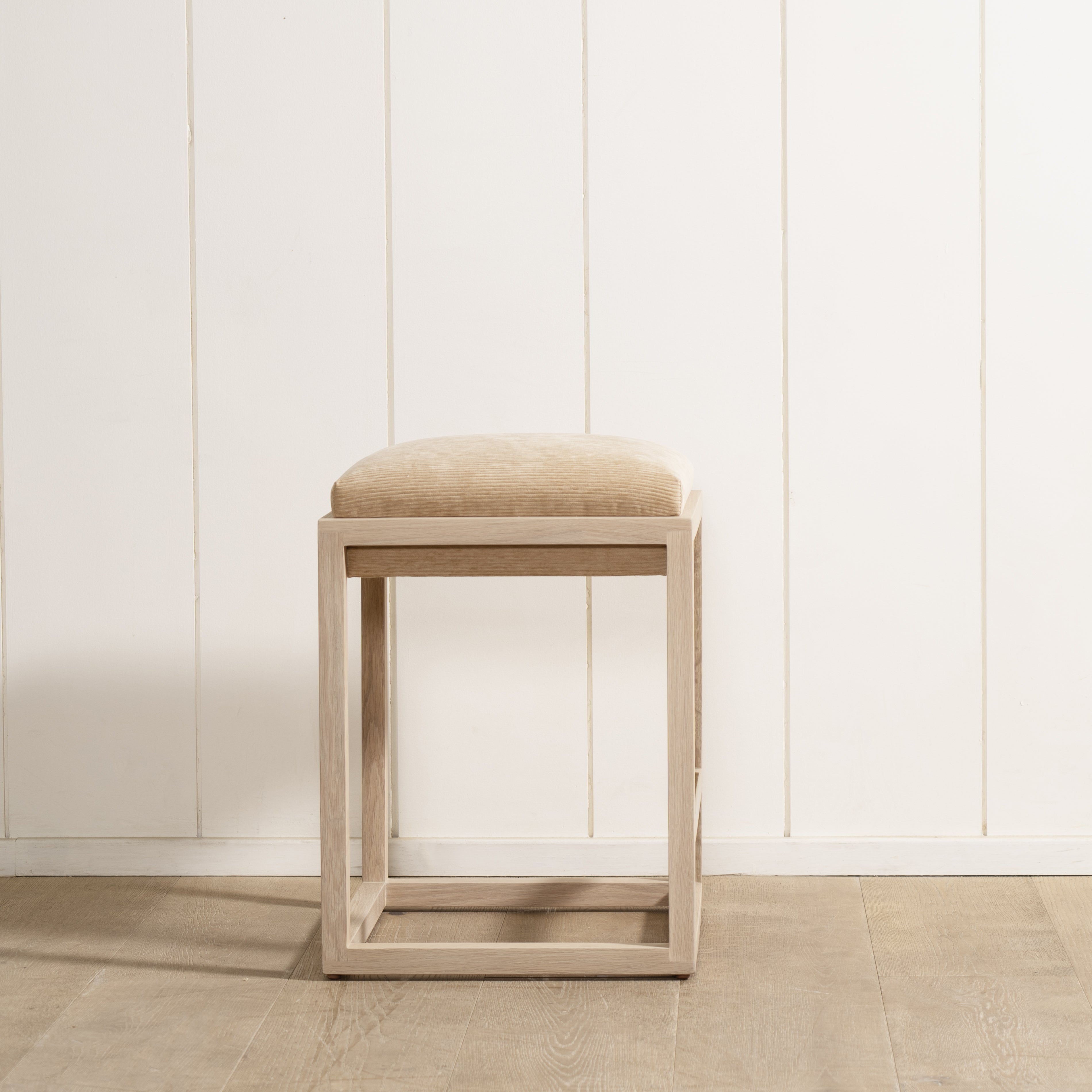As Shown: in Mila Cashew, Mint White Natural finish.