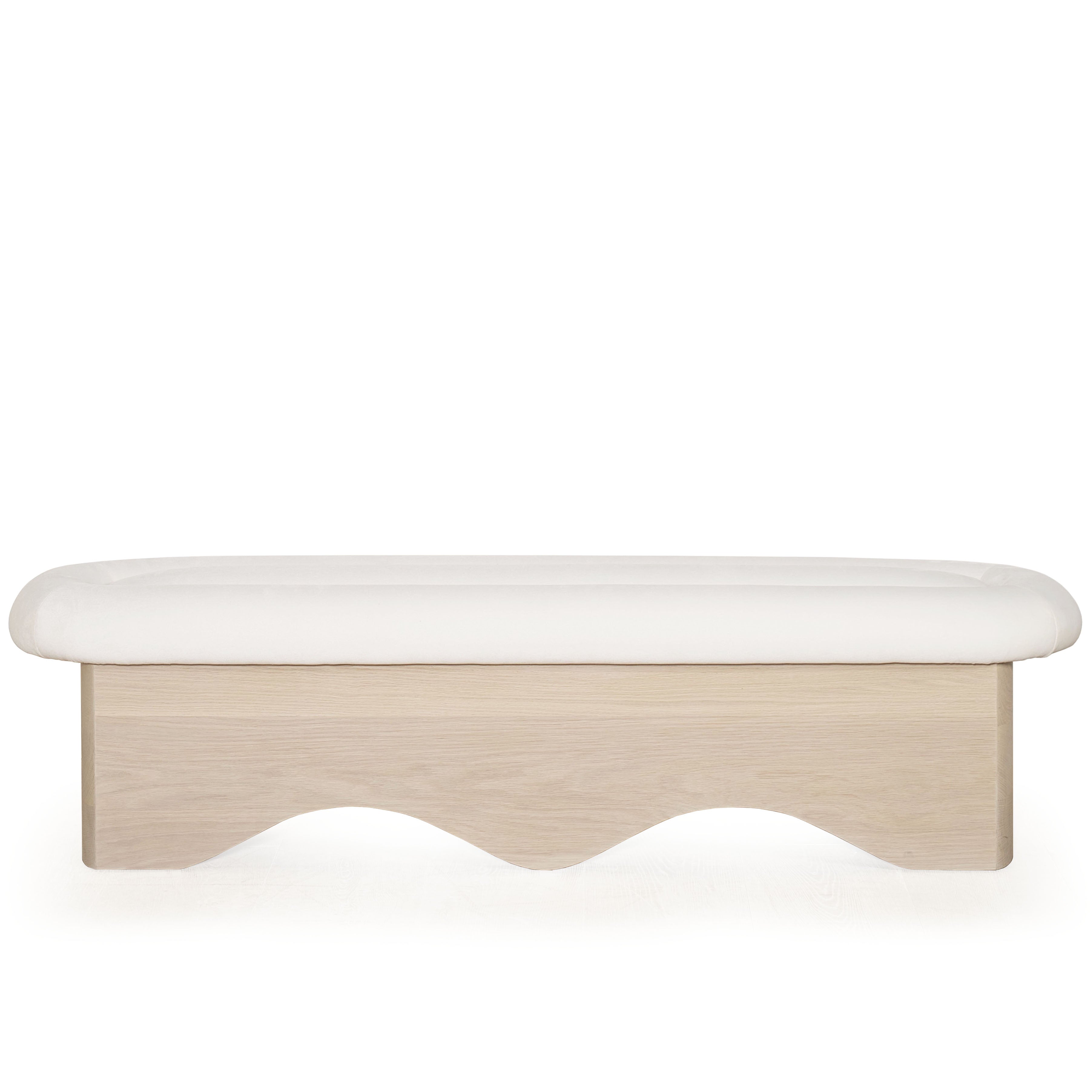 As Shown: in Sky Creme, oak finished in Mint White Natural.