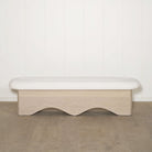 As Shown: in Sky Creme, oak finished in Mint White Natural.