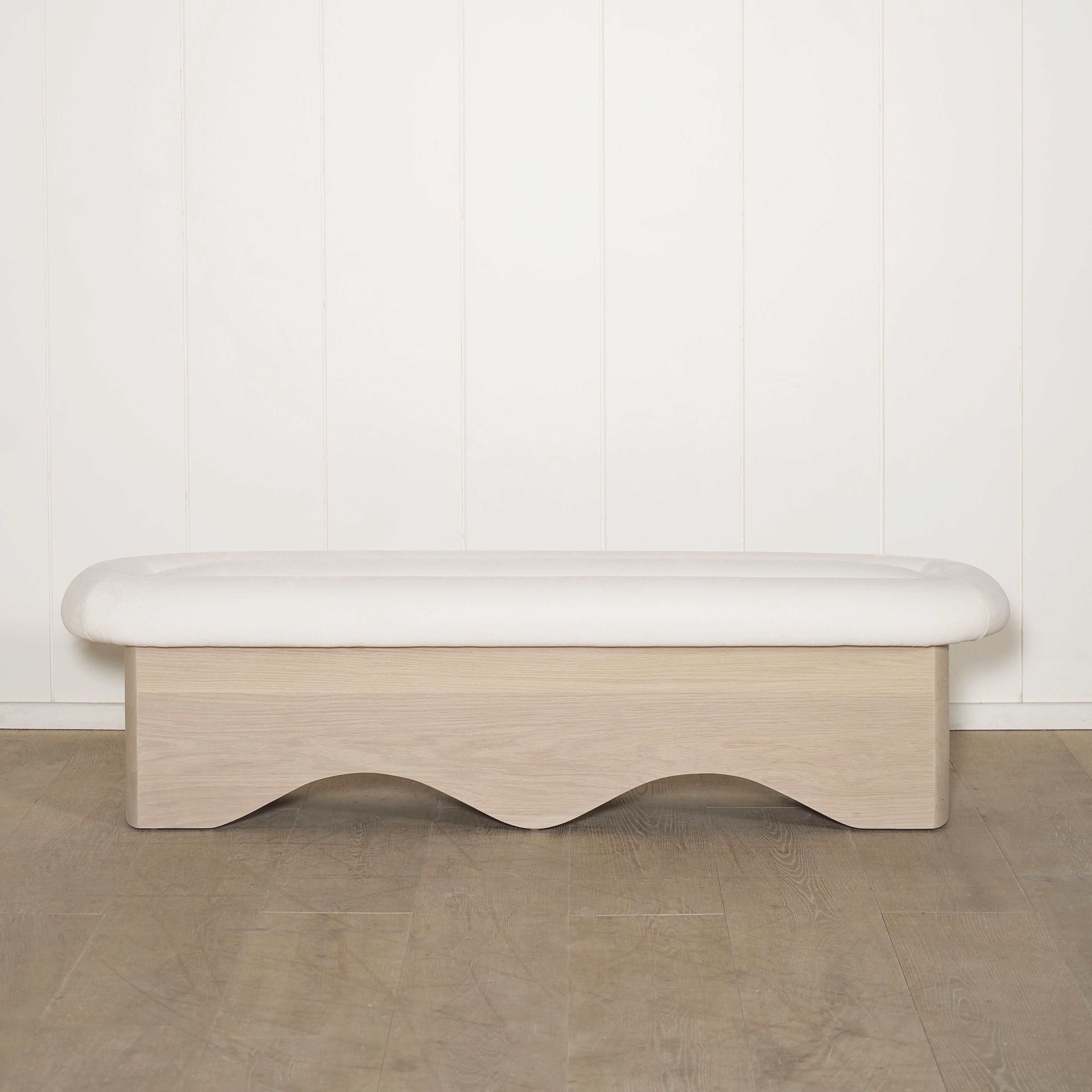 As Shown: in Sky Creme, oak finished in Mint White Natural.