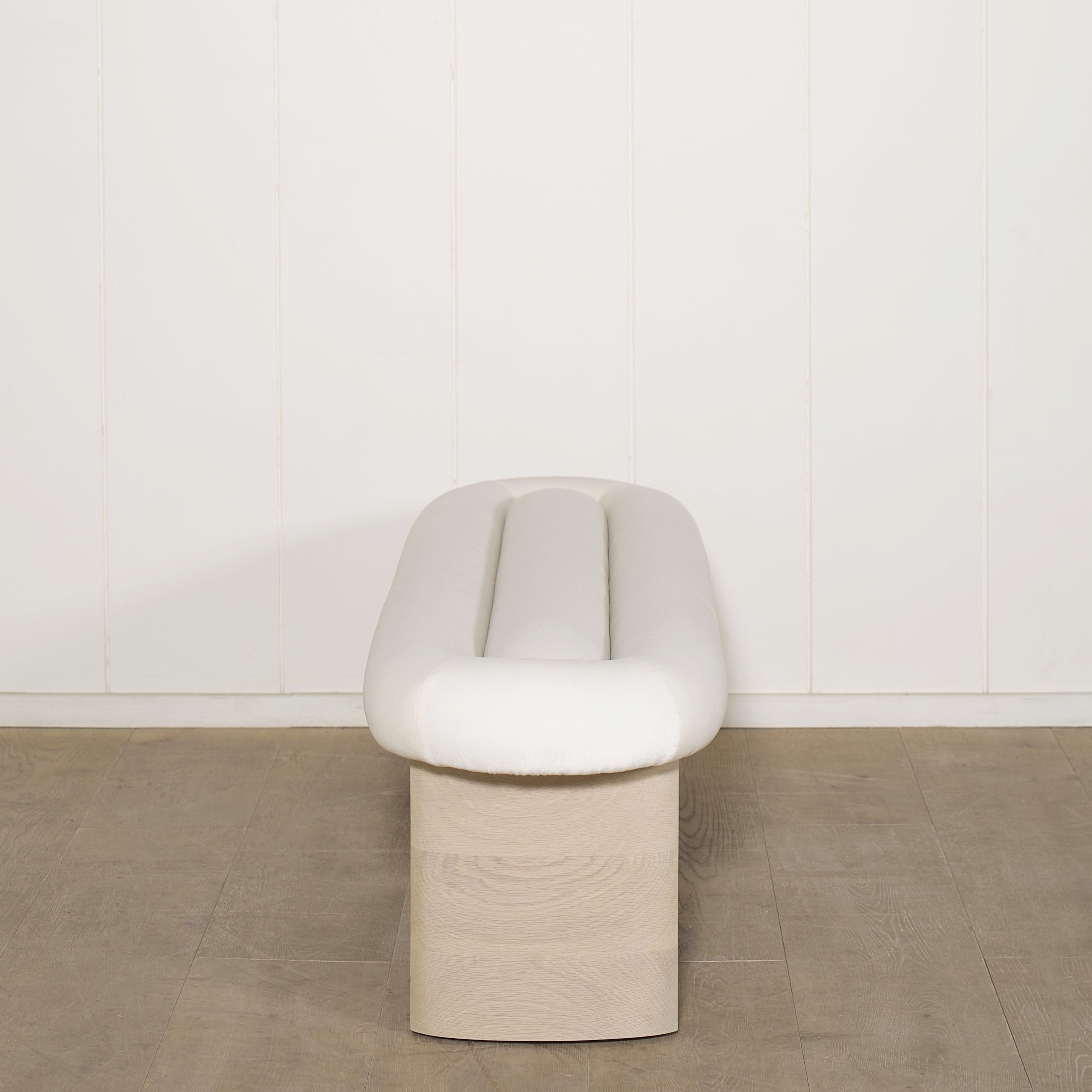 As Shown: in Sky Creme, oak finished in Mint White Natural.