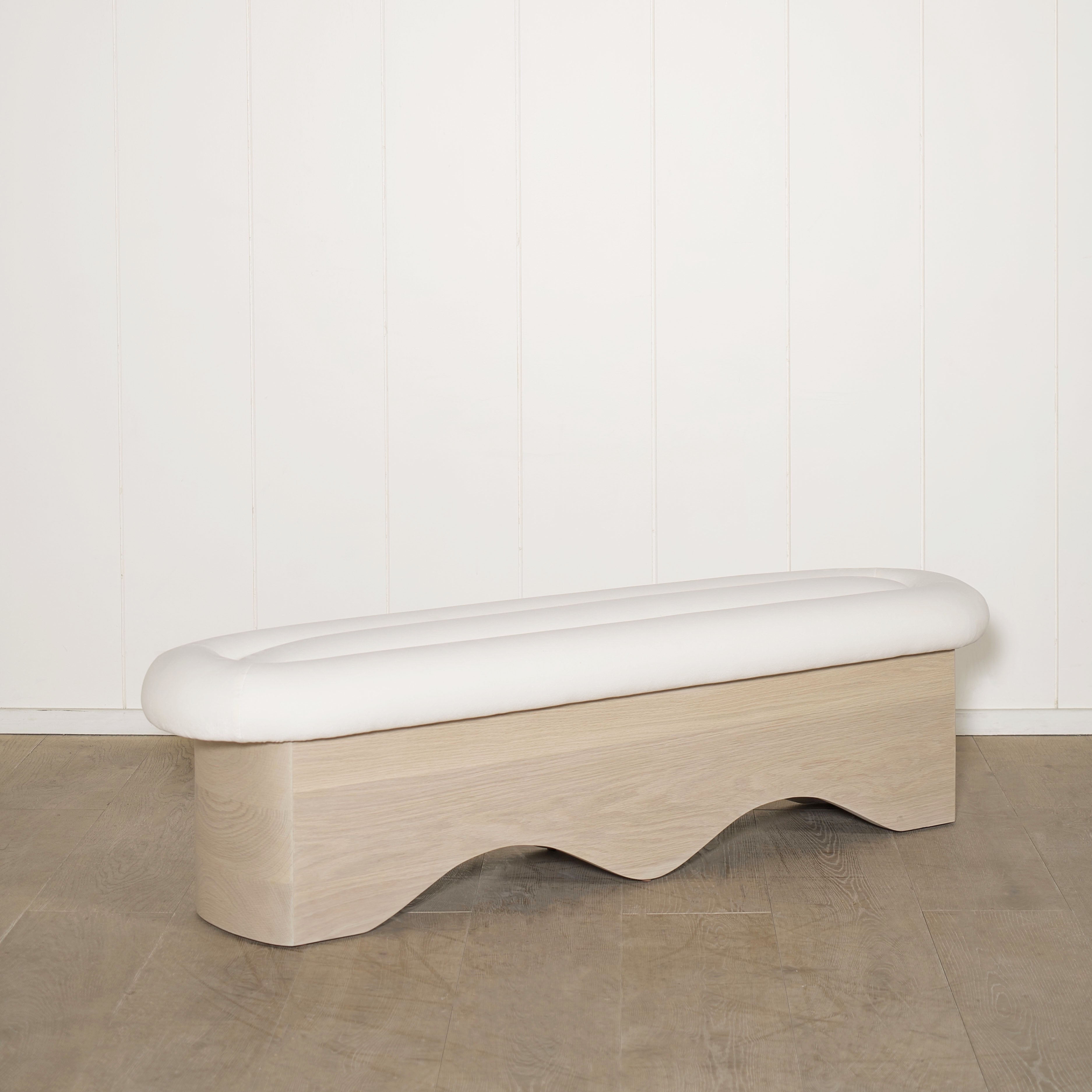 As Shown: in Sky Creme, oak finished in Mint White Natural.