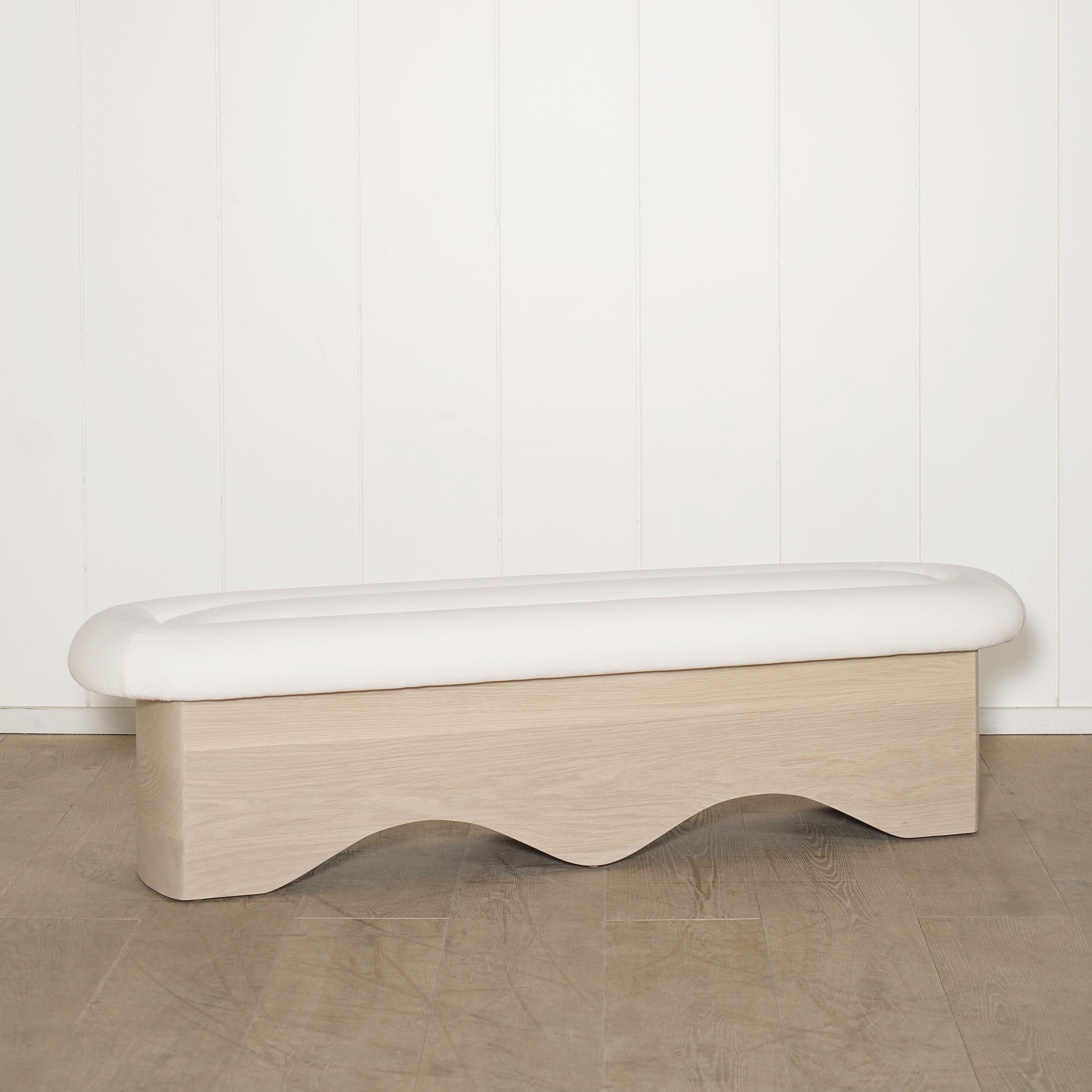 As Shown: in Sky Creme, oak finished in Mint White Natural.